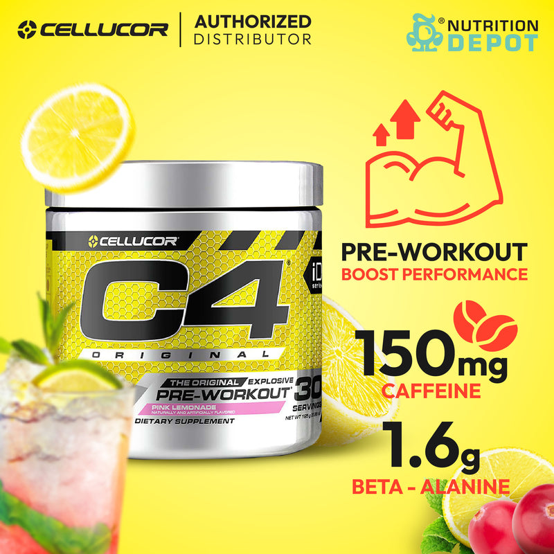 Cellucor C4 Original 30 Servings - Pink Lemonade (Pre-Workout) กรดอมิโนเพิ่มแรงในการออกกำลังกาย