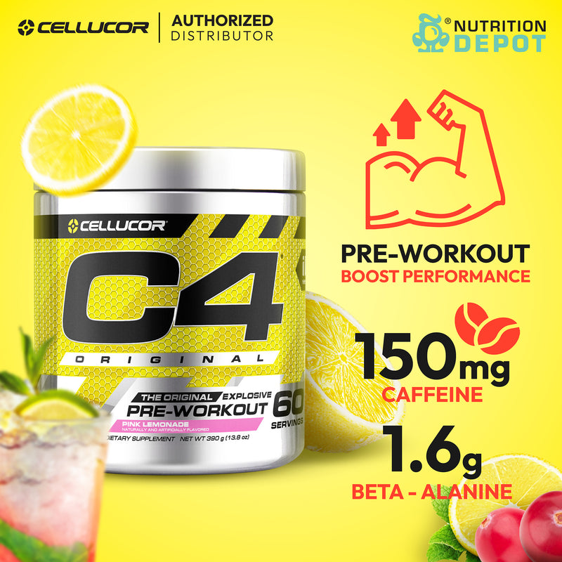 Cellucor C4 Original 60 Servings - Pink Lemonade (Pre-Workout) กรดอมิโนเพิ่มแรงในการออกกำลังกาย