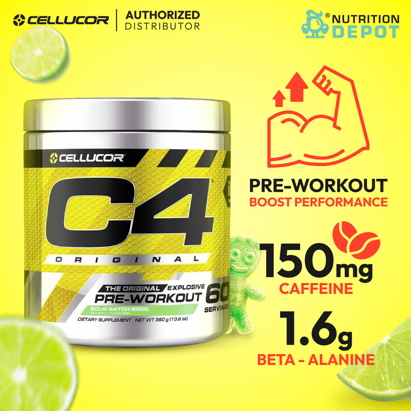 Cellucor C4 Original 60 Servings - Sour Batch Bros (Pre-Workout) กรดอมิโนเพิ่มแรงในการออกกำลังกาย