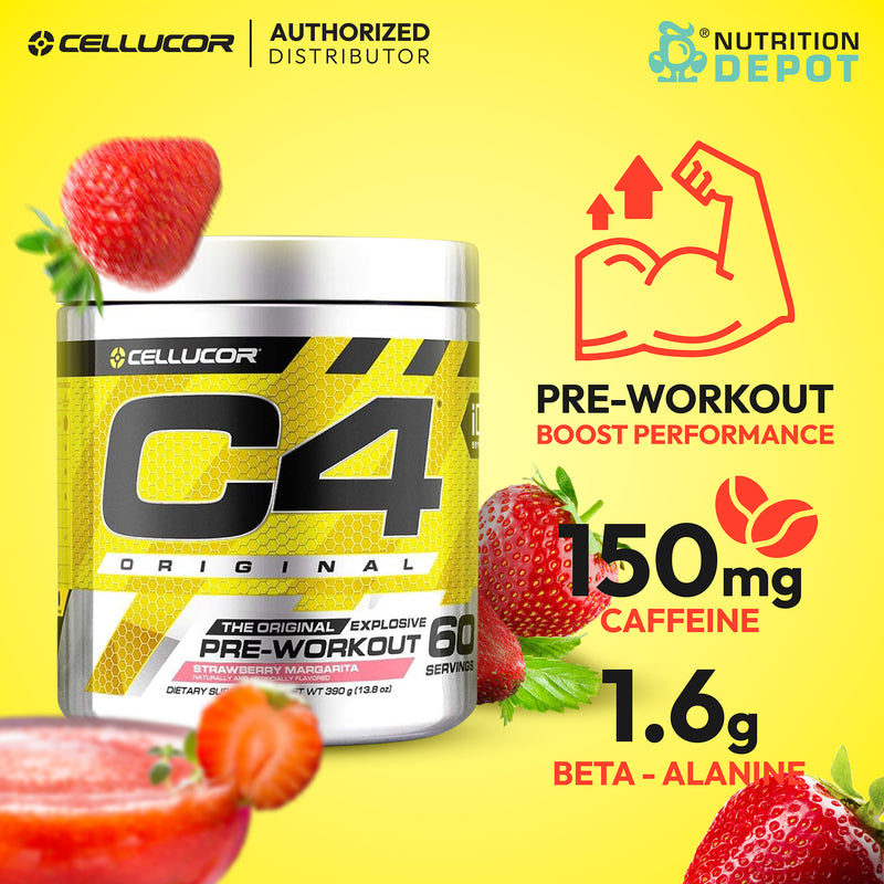 Cellucor C4 Original 60 Servings - Strawberry Margarita (Pre-Workout) กรดอมิโนเพิ่มแรงในการออกกำลังกาย