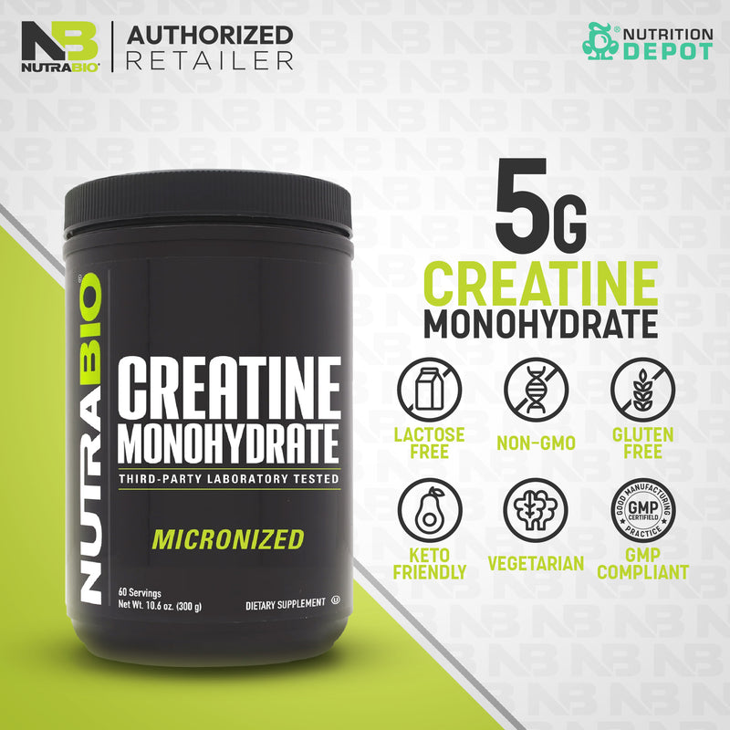 Nutrabio Creatine Powder - 300 g กรดอะมิโนเพิ่มพลังให้กล้ามเนื้อ
