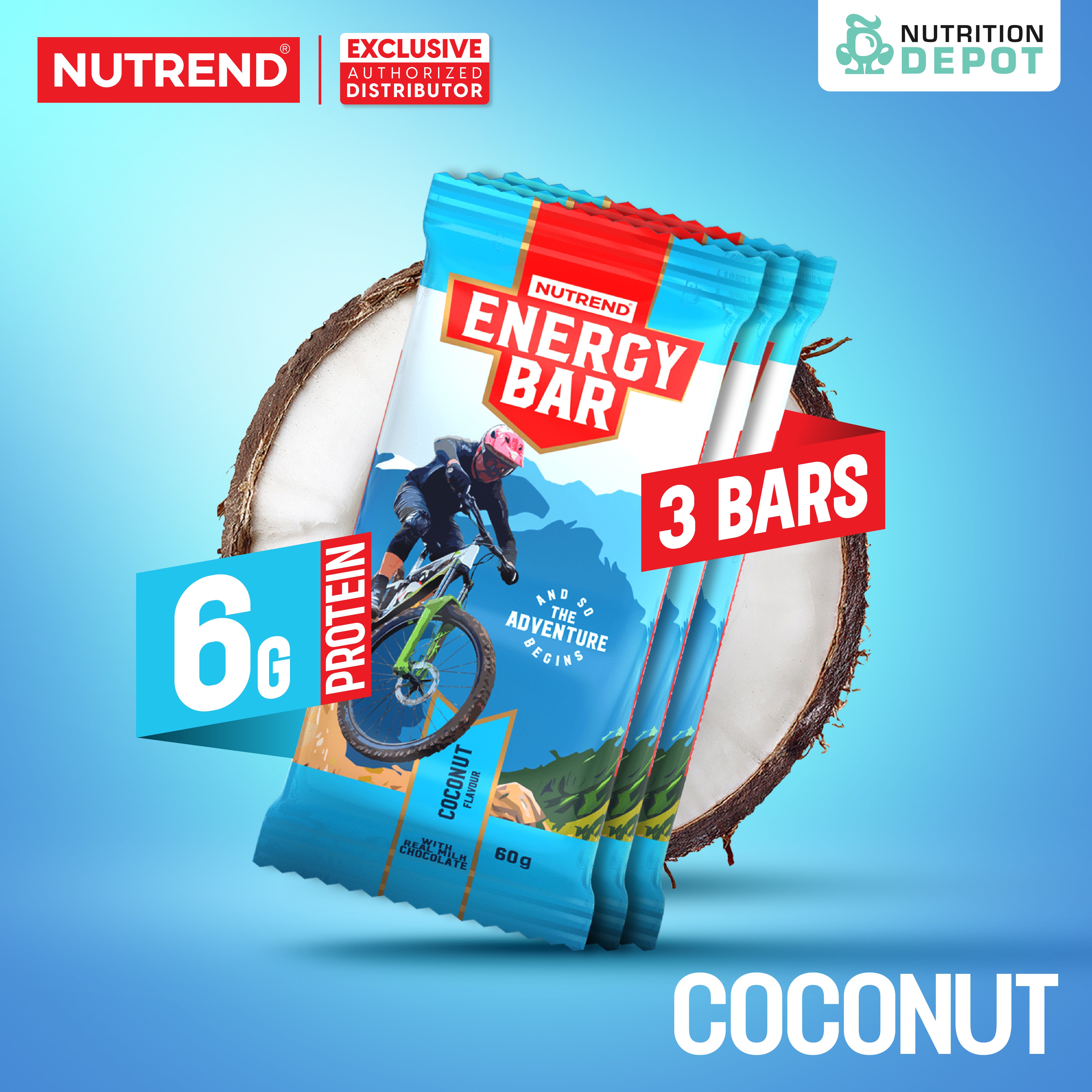 ( BBF 04/DEC/25)โปรตีนบาร์ Nutrend Energy Bar - Coconut (3 Bars)