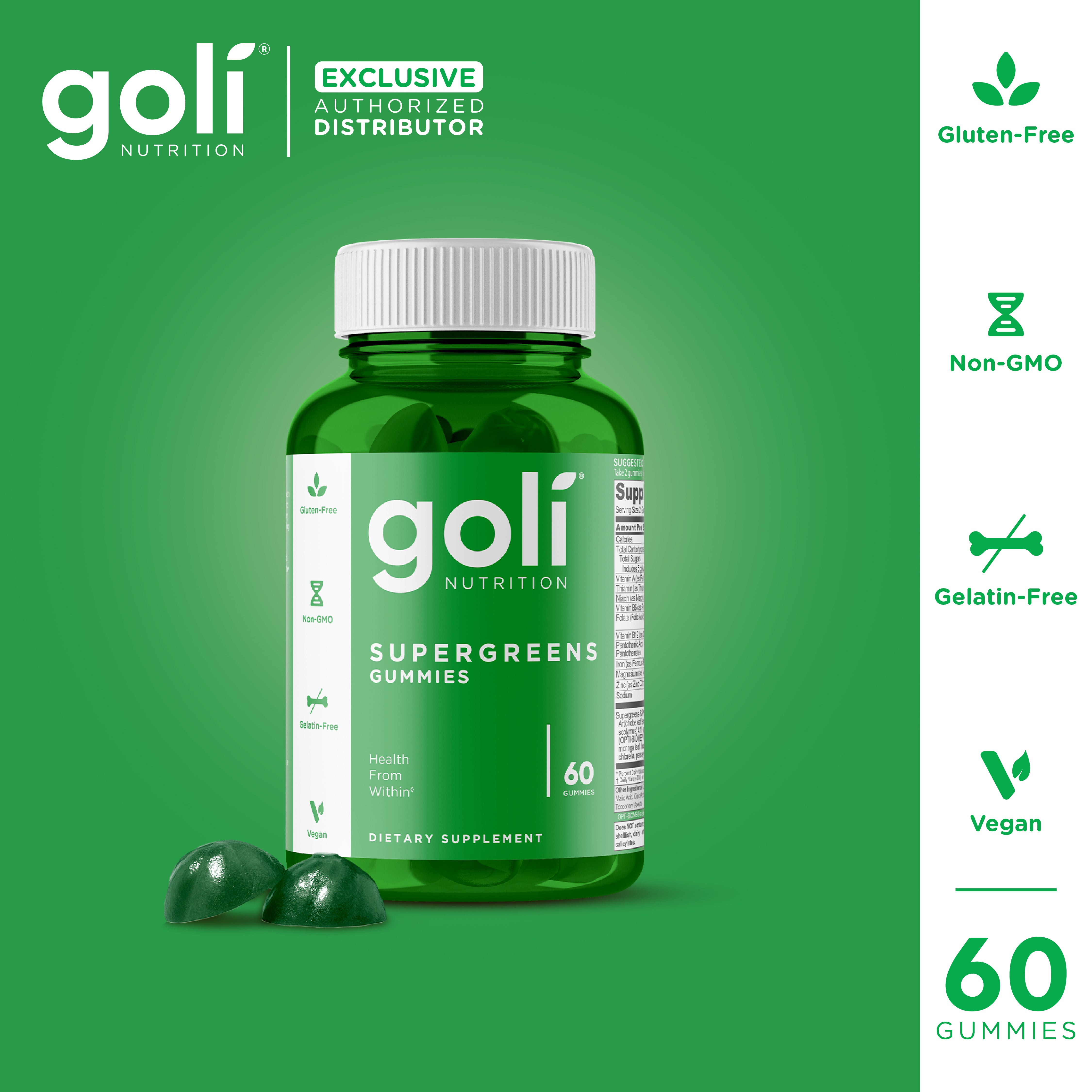( BBF 01/SEP/25 )Goli Nutrition - Supergreens (Lime Flavor) - 60 Count (Before ordering, please read the details below)