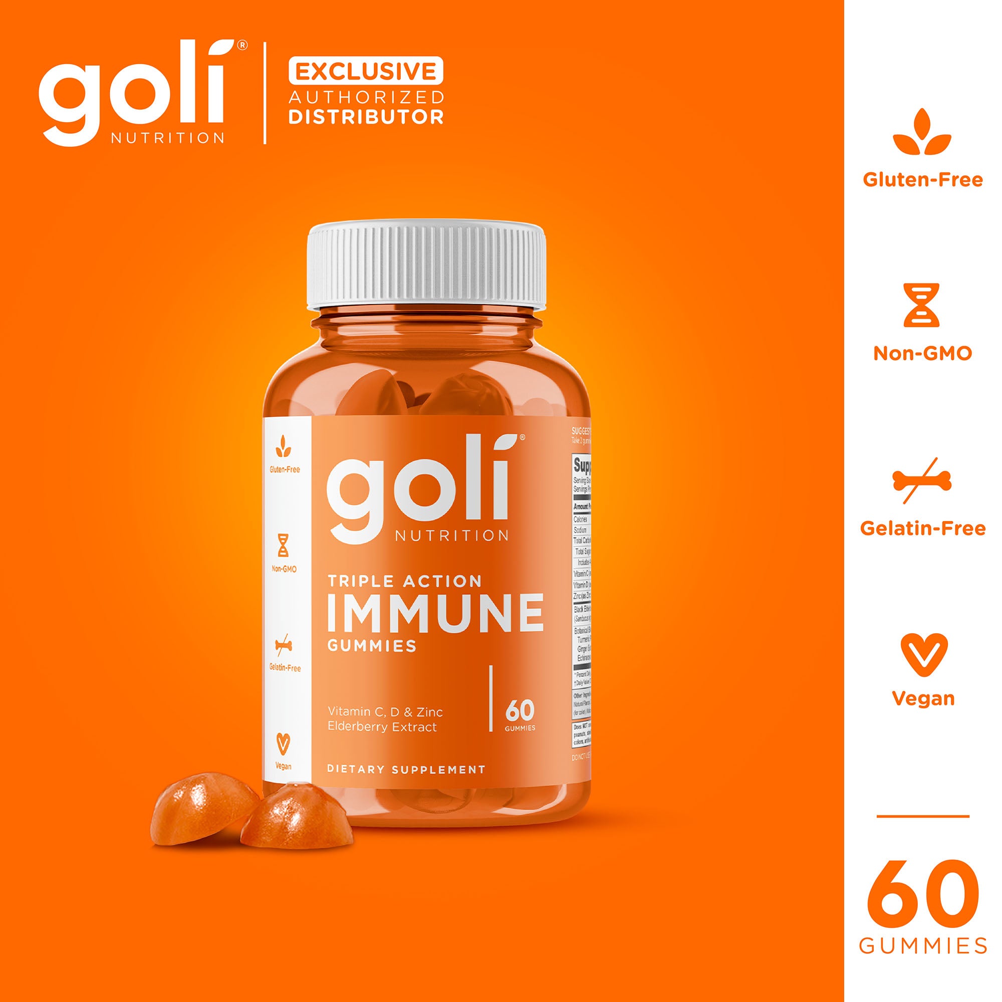 ( BBF 01/SEP/25 )Goli Nutrition - Triple Action Immune - 60 Count (Before ordering, please read the details below)