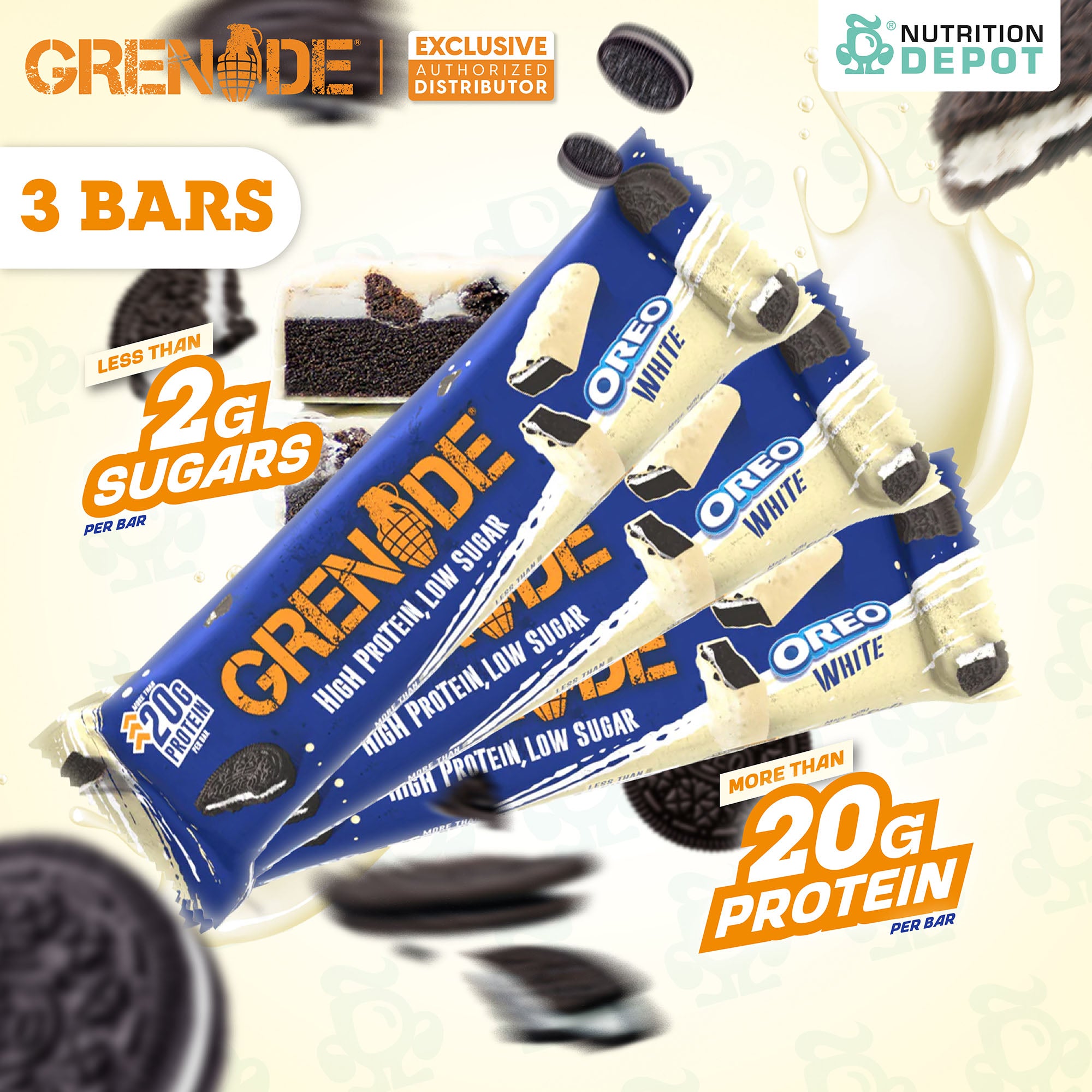 (BBF.1 Feb/26) White OreoGrenade Carb Killa Protein Bar - White Oreo 3 Bars