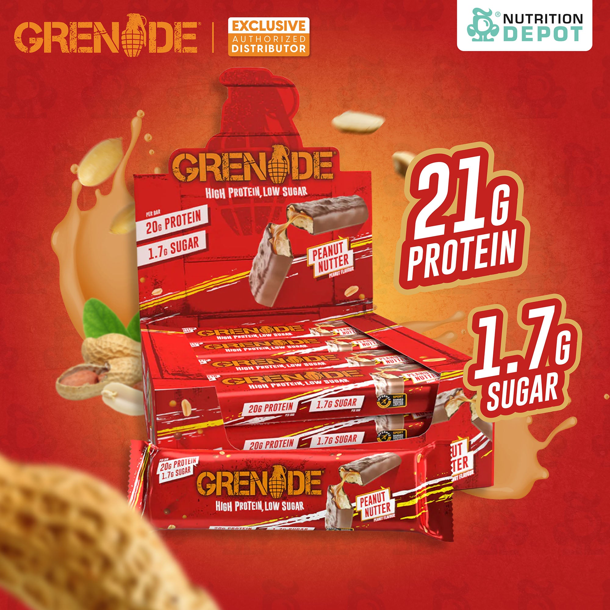 (BBF.1 Feb 26)Grenade Carb Killa Protein Bar - Peanut Nutter 1 Box (12 Bars)