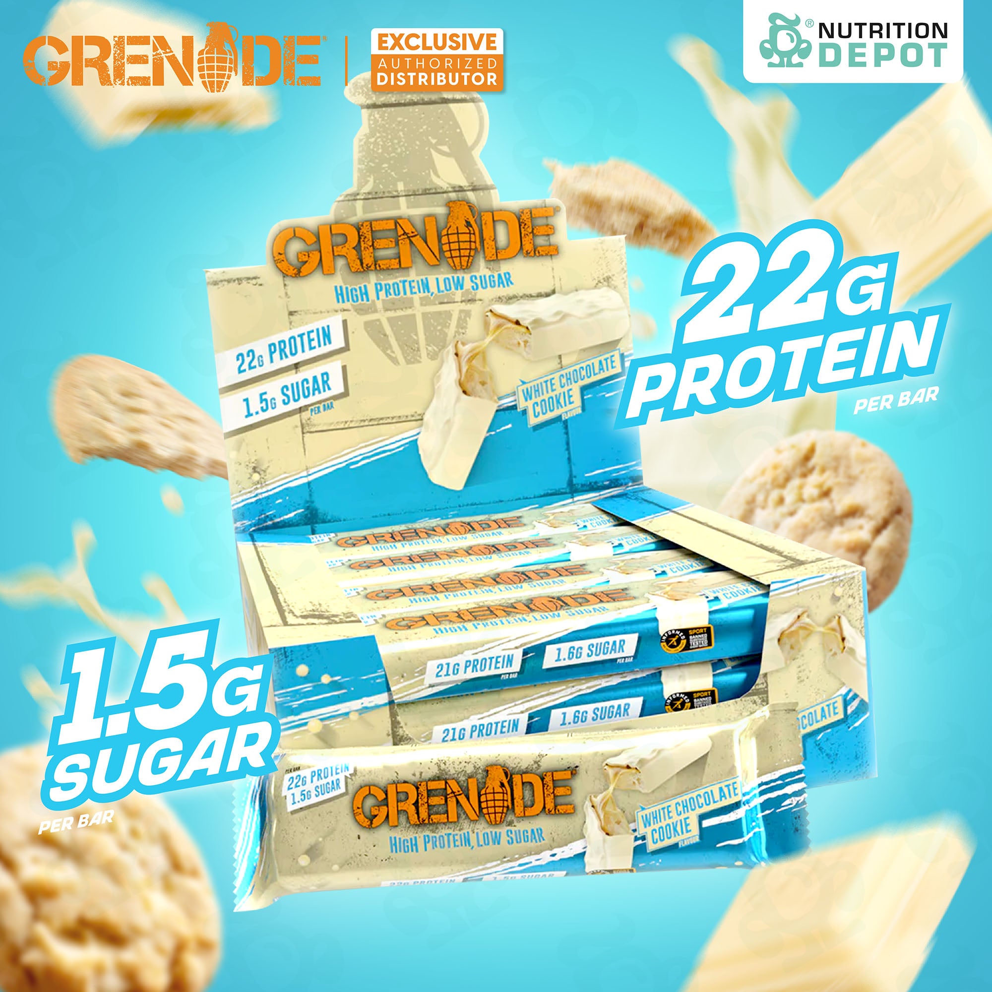 (BBF. 1 Feb/26)Grenade Carb Killa Protein Bar - White Chocolate Cookie 1 Box (12 Bars)