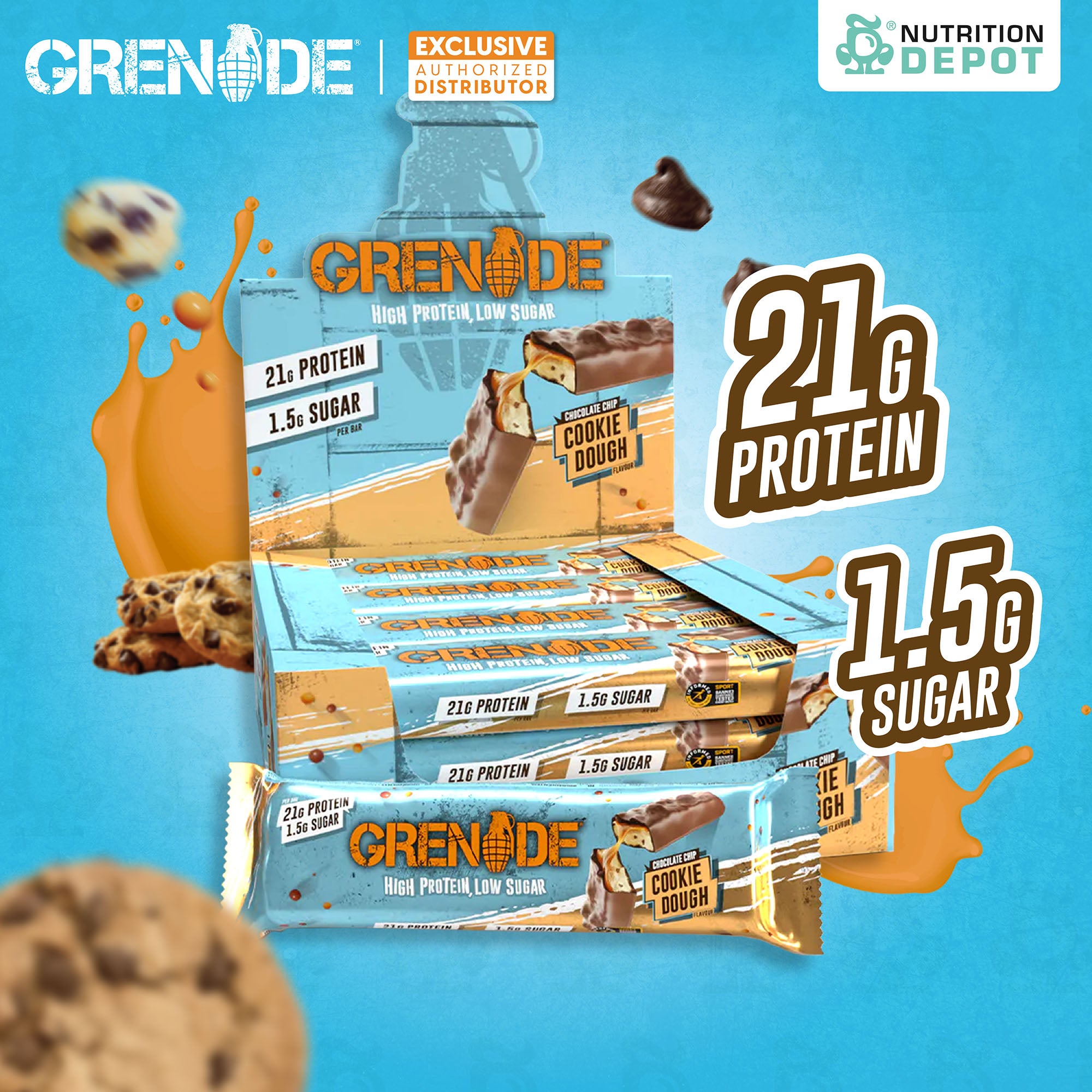 (BBF. 1 JAN/26)Grenade Carb Killa Protein Bar - Chocolate Chip Cookie Dough 1 Box (12 Bars)