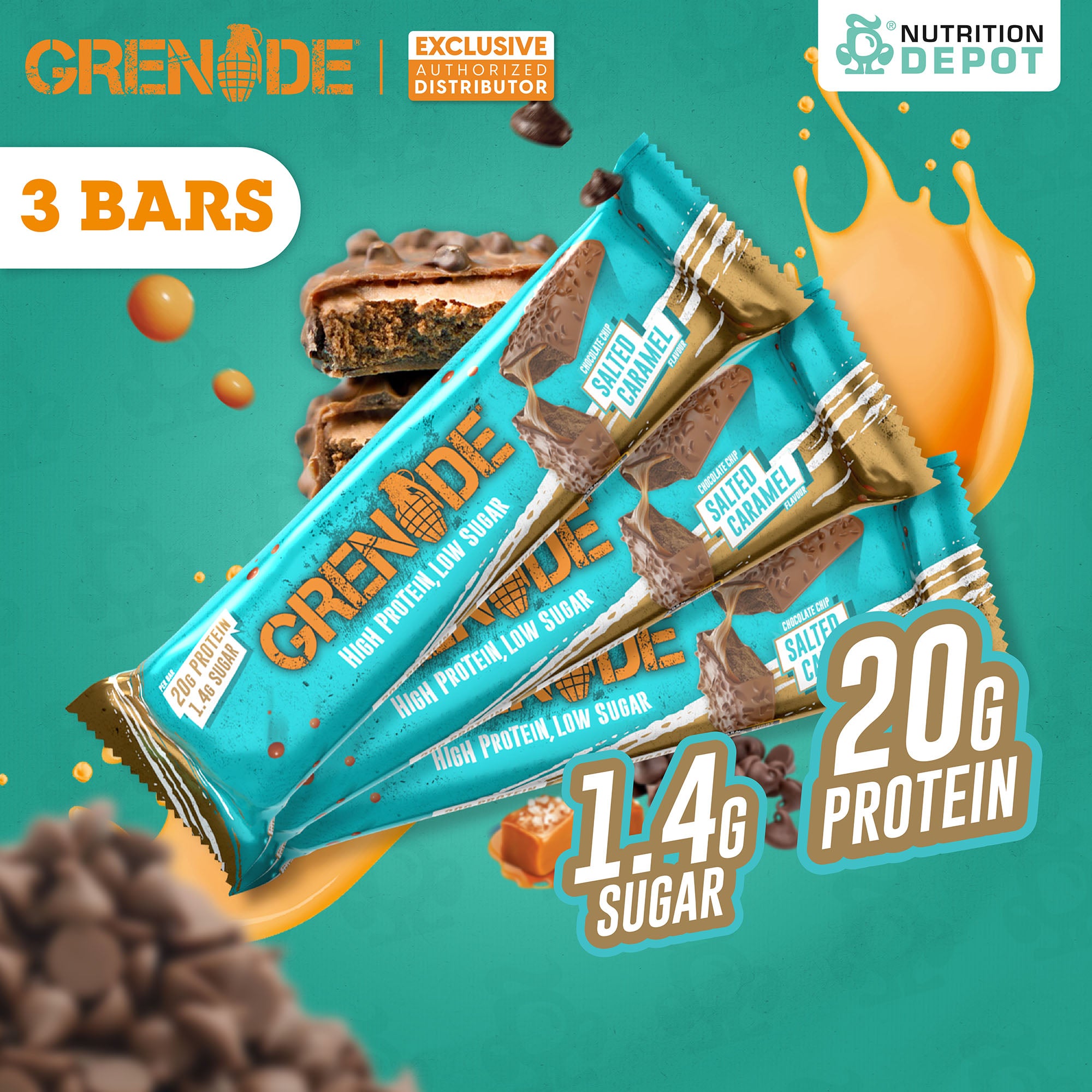 (BBF. 1 DEC/25)Grenade Carb Killa Protein Bar - Chocolate Chip Salted Caramel 3 Bars
