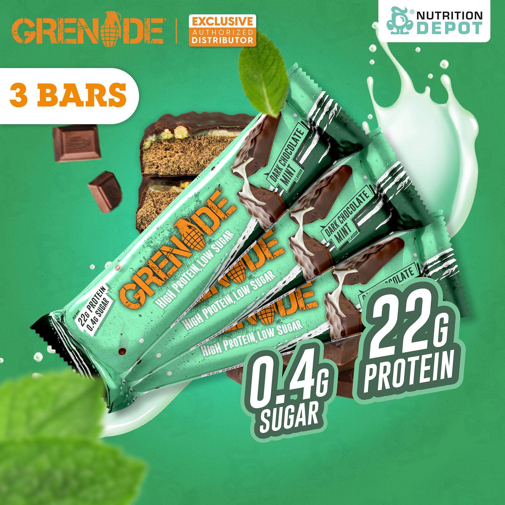 (BBF.1 Jan 26)Grenade Carb Killa Protein Bar - Dark Chocolate Mint 3 Bars