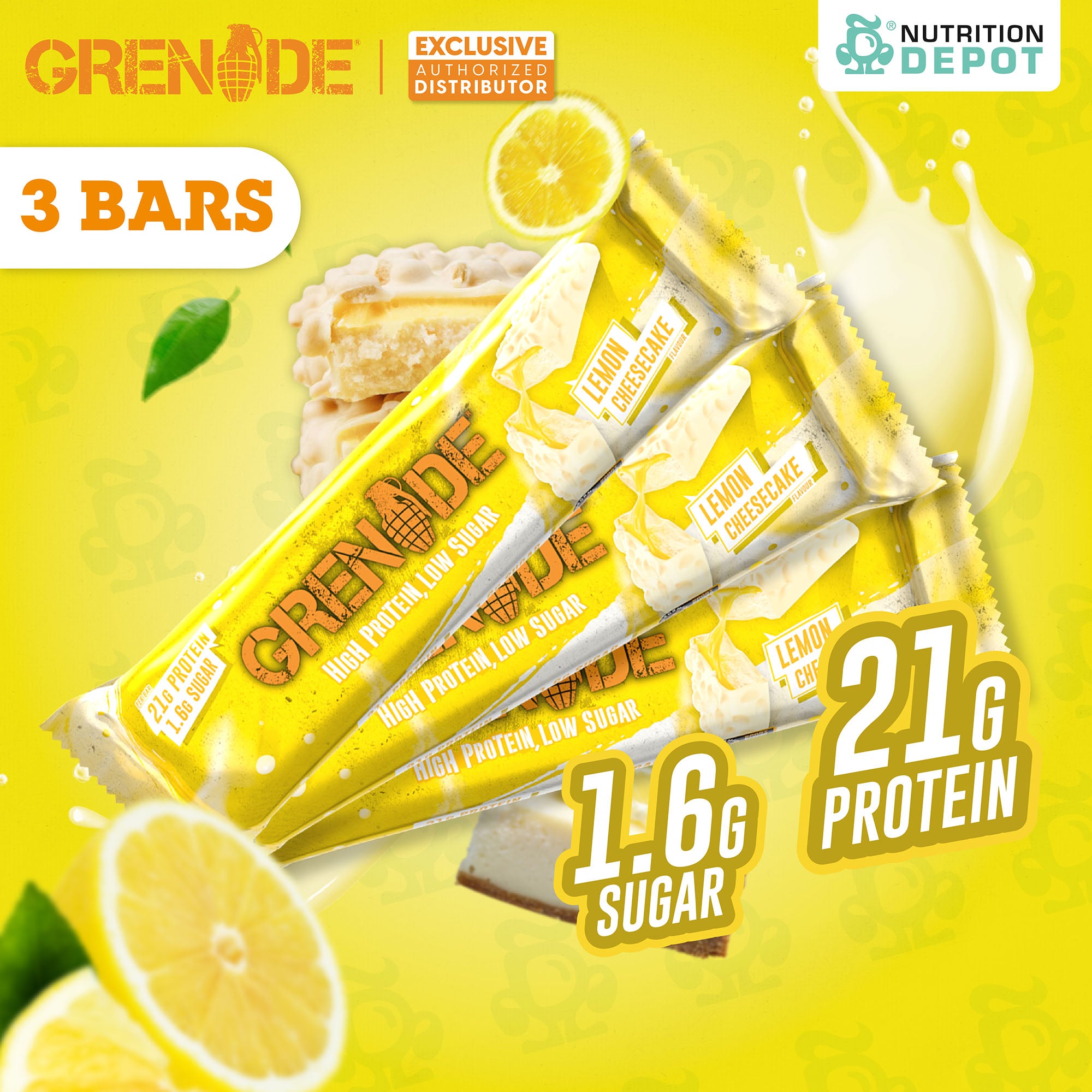 (BBF 1 DEC/25)Grenade Carb Killa Protein Bar - Lemon Cheesecake 3 Bars