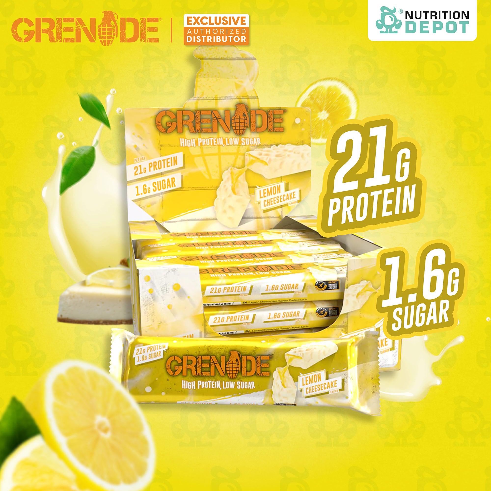 (BBF. 1 DEC/25)Grenade Carb Killa Protein Bar - Lemon Cheesecake 1 Box (12 Bars)