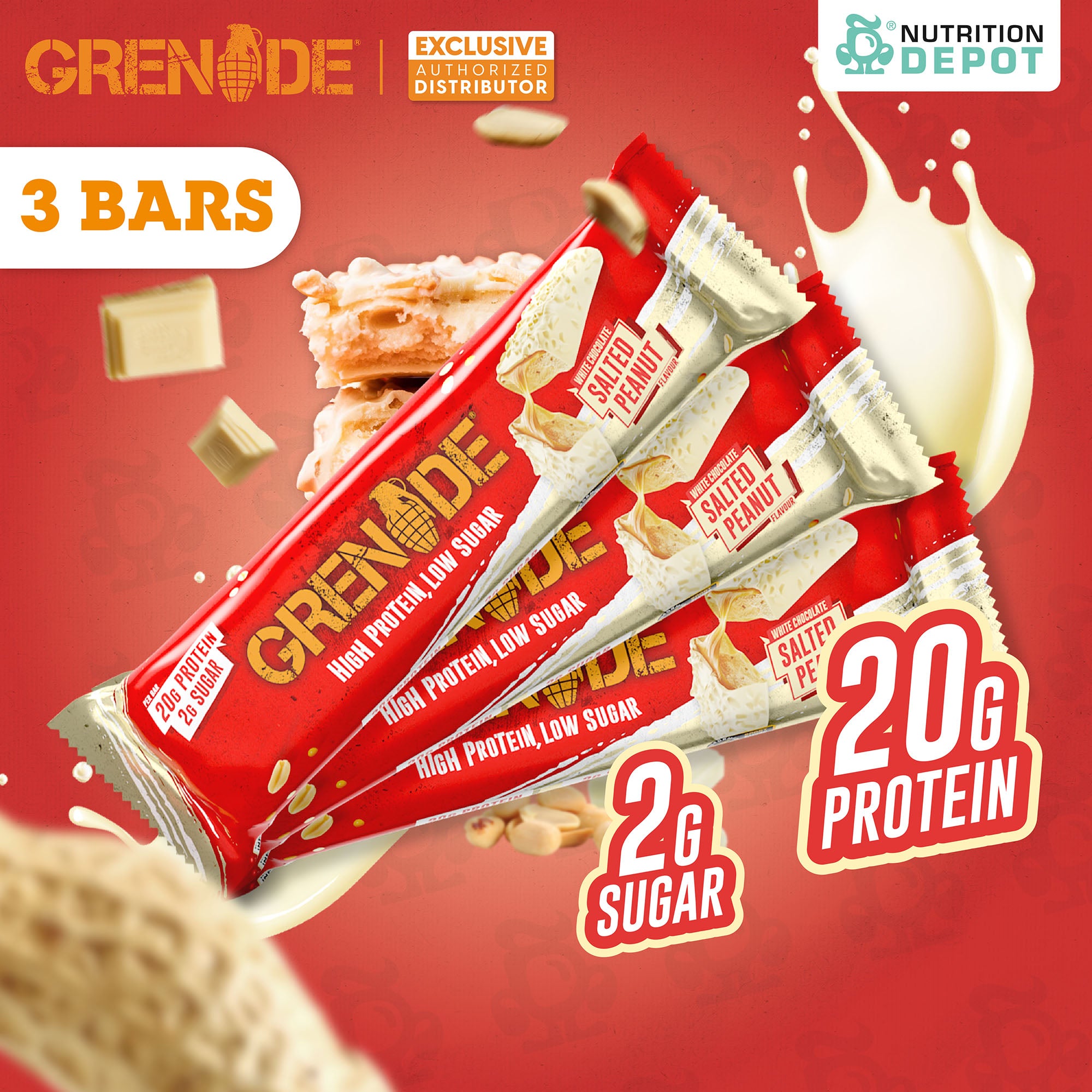 (BBF. 1 JAN/26)Grenade Carb Killa Protein Bar - White Chocolate Salted Peanut 3 Bars