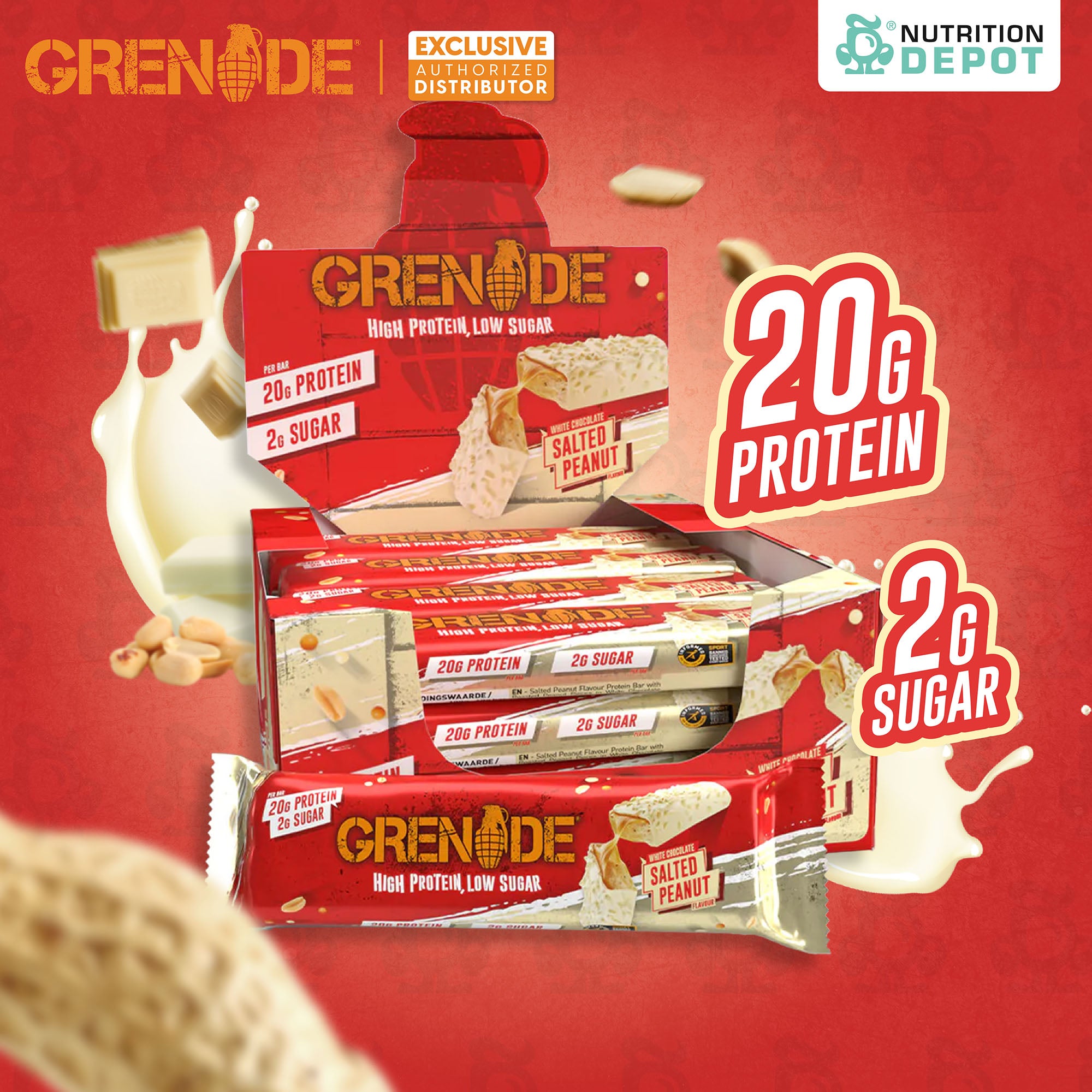 (BBF. 1 JAN/26)Grenade Carb Killa Protein Bar - White Chocolate Salted Peanut 1 Box (12 Bars)
