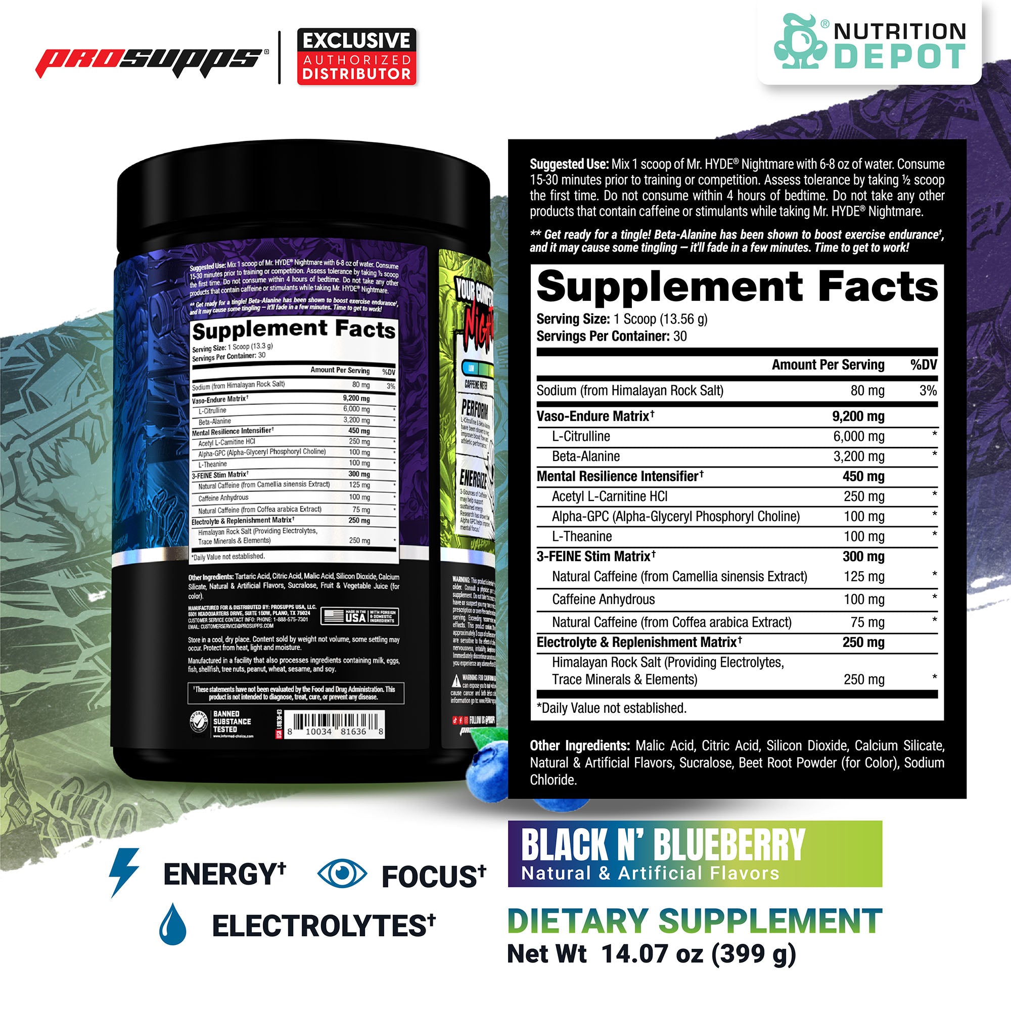 Prosupps HYDE Nightmare 30 Servings - Black N Blueberry