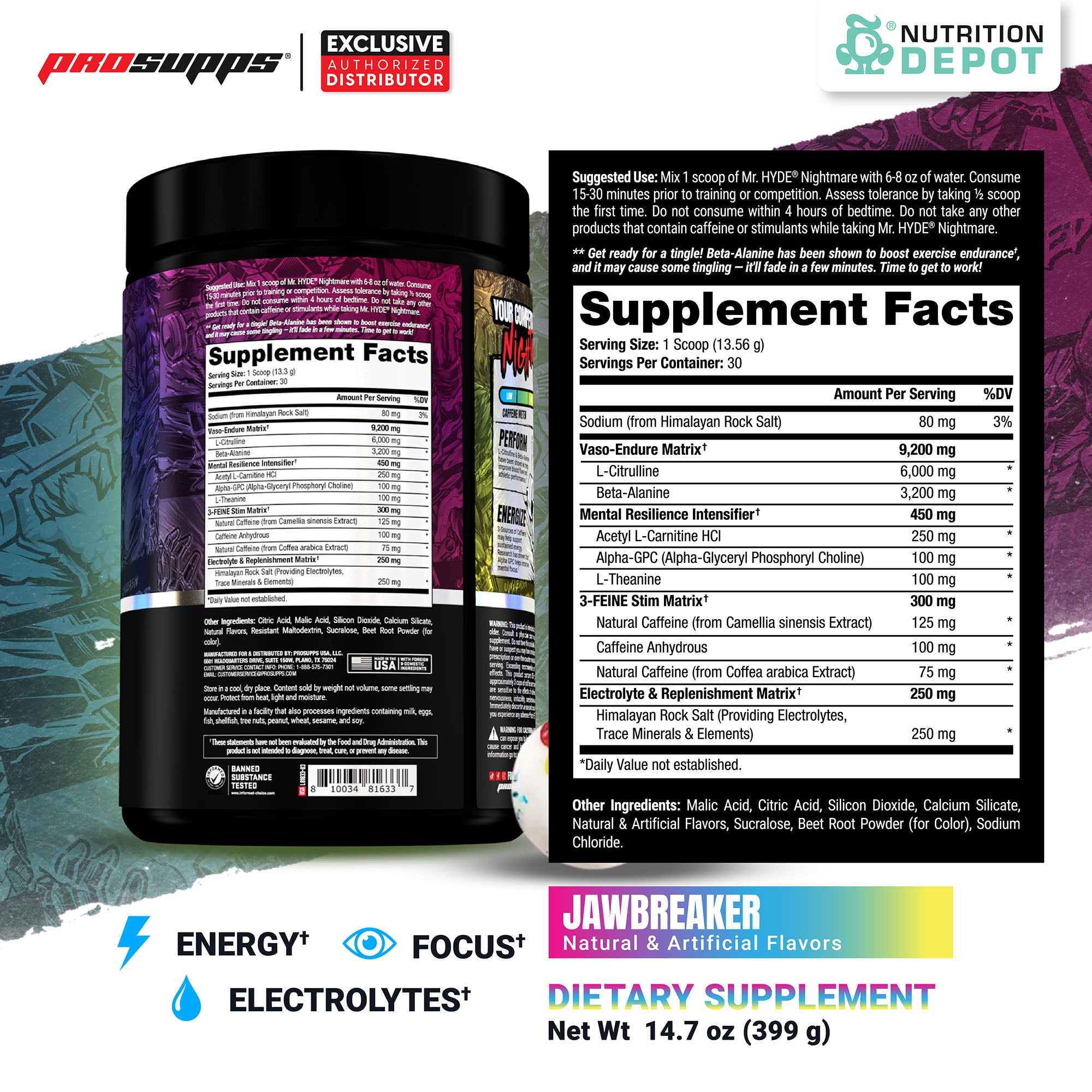 Prosupps HYDE Nightmare 30 Servings - Jawbreaker Banded