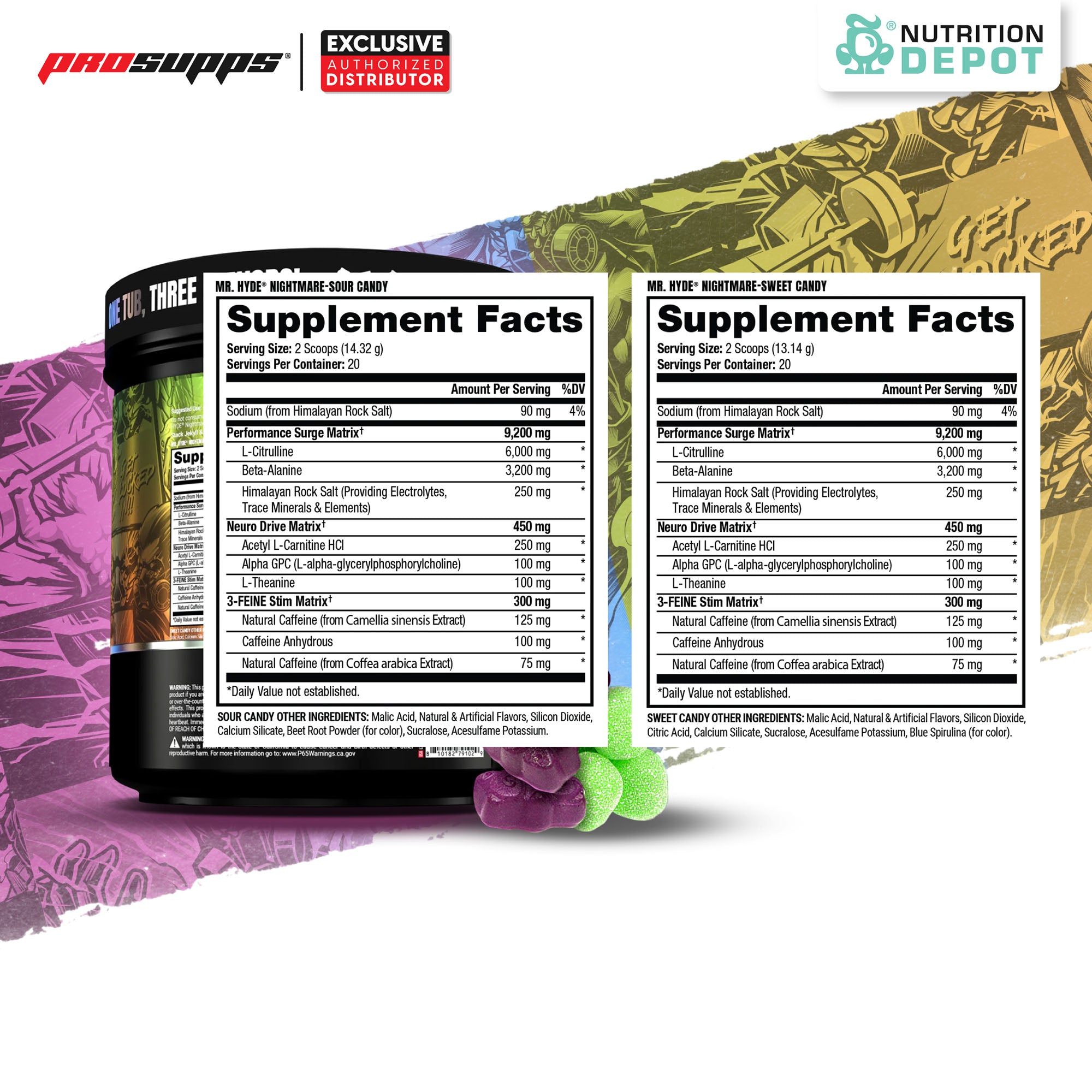 HYDE Nightmare DUAL TUB Sweet & Sour Candy 40 Servings