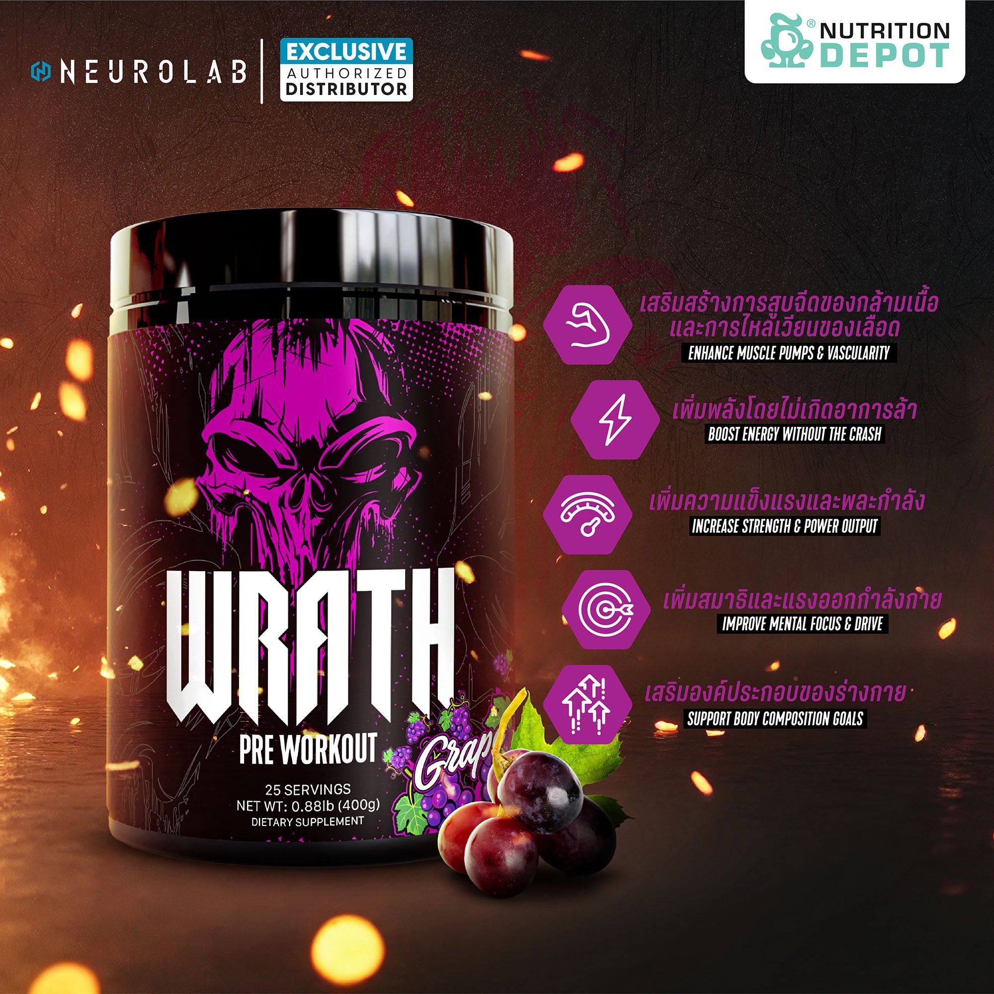 Wrath Pre-Workout Grape 25 Servings