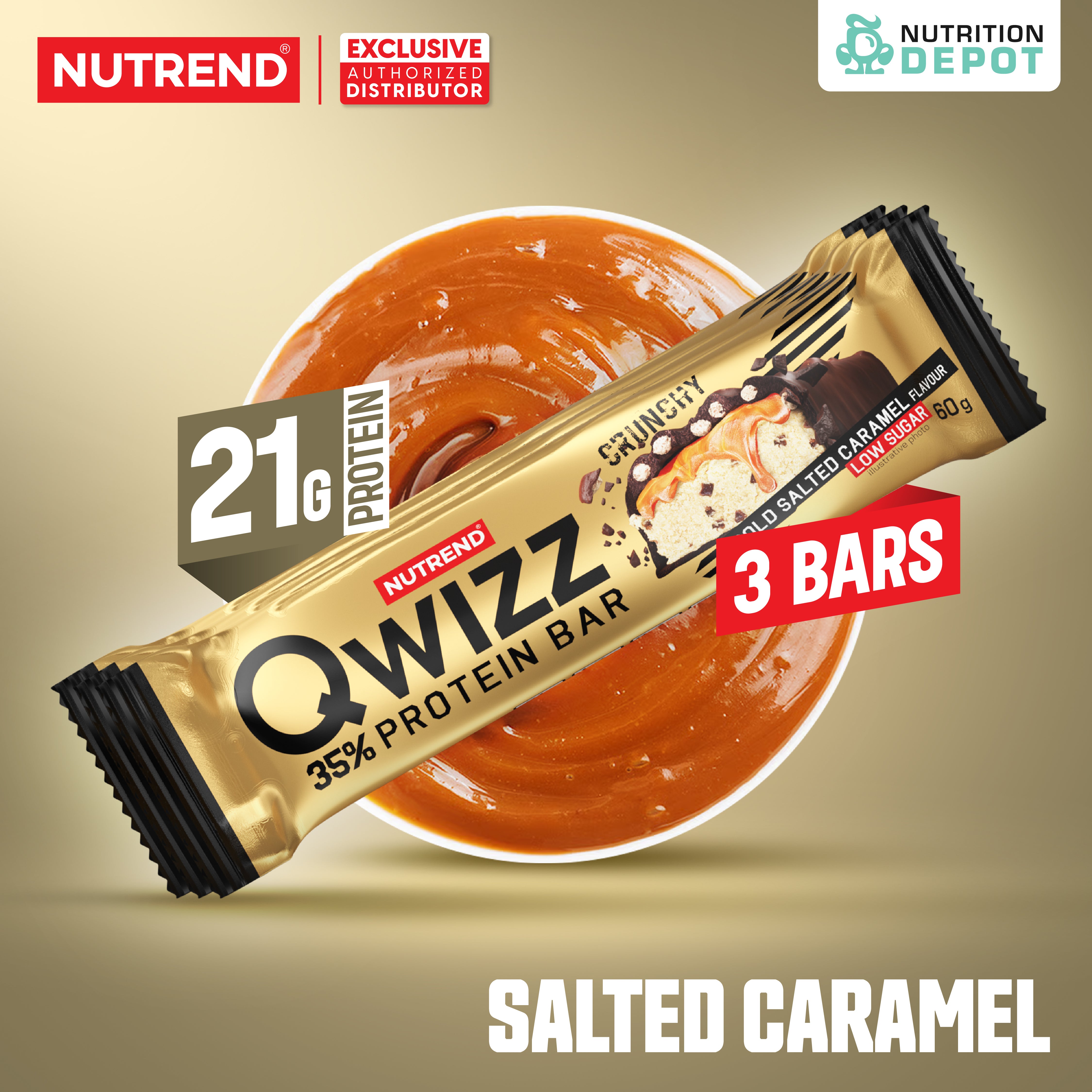 โปรตีนบาร์ Nutrend Qwizz Protein Bar - Salted Caramel (3 Bars)