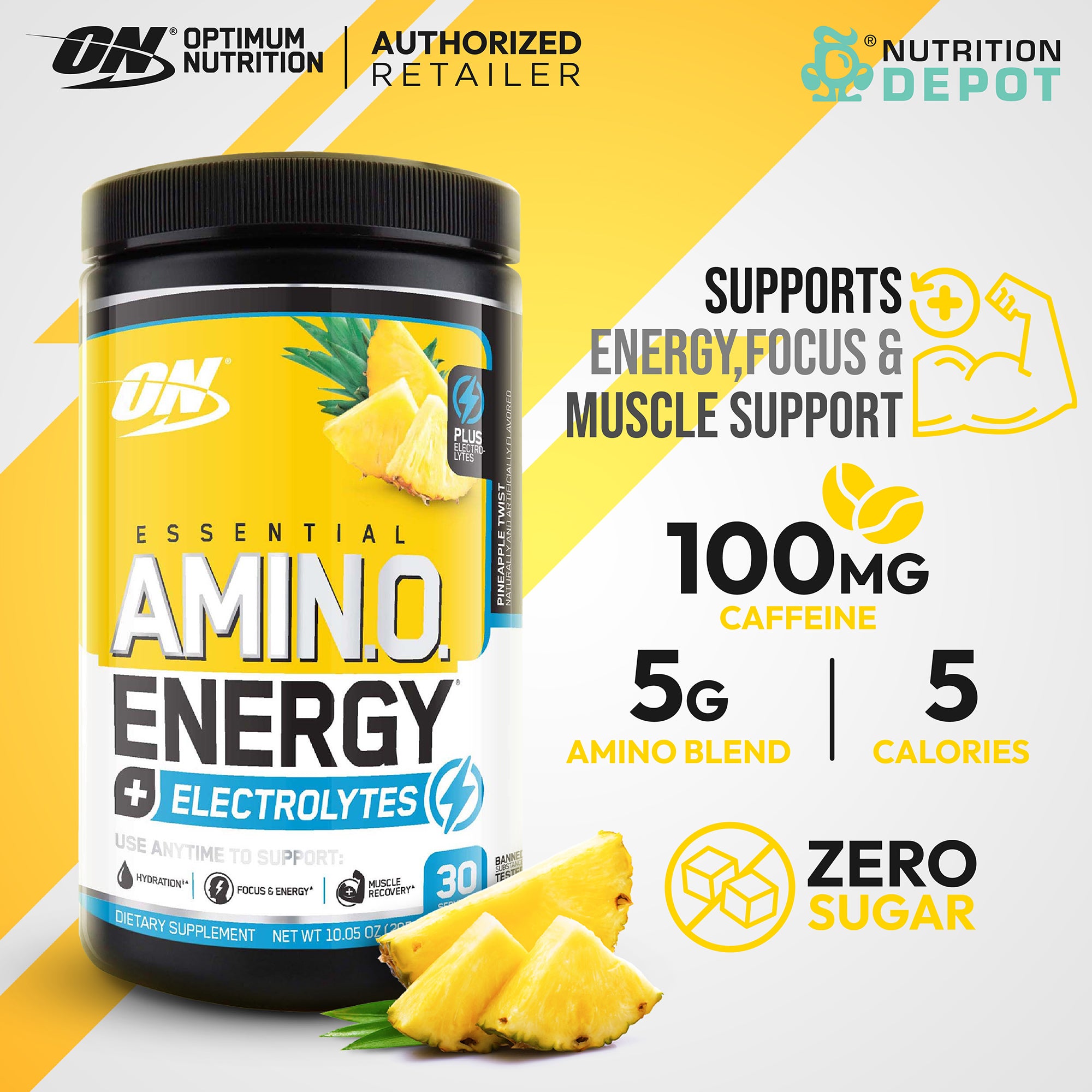 EX01/2025 Optimum Nutrition Amino Energy + Electrolytes 30 Servings - Pineapple