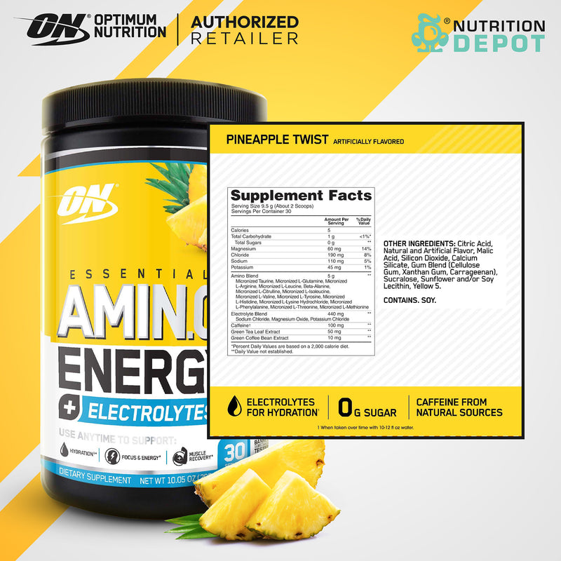 EX01/2025 Optimum Nutrition Amino Energy + Electrolytes 30 Servings - Pineapple