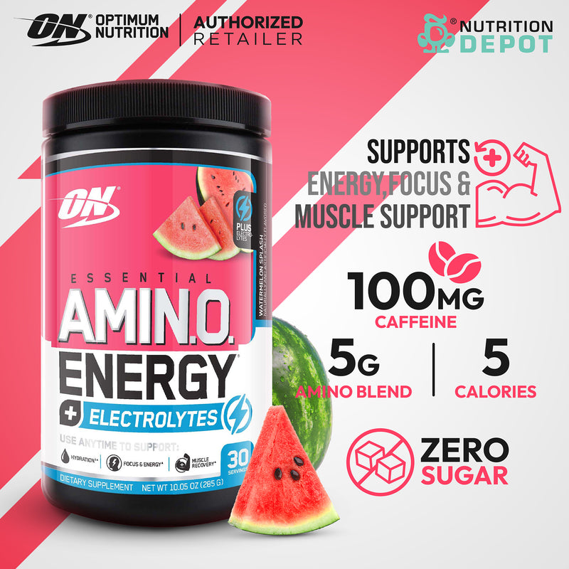 EX09/2024 Optimum Nutrition Amino Energy + Electrolytes 30 Servings - Watermelon