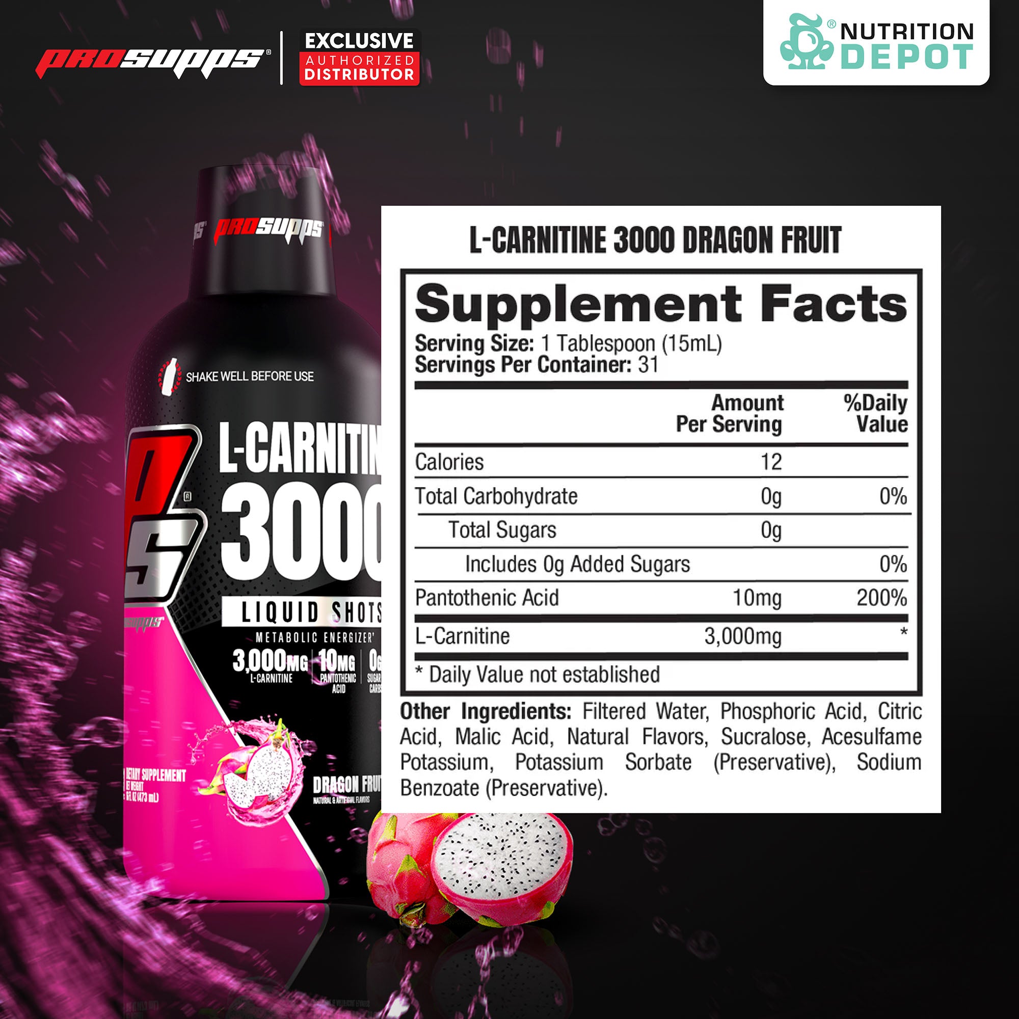Prosupps L-Carnitine 3000 - Dragon Fruit 30 Servings