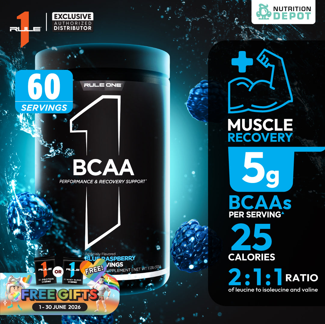 Rule1 Micronized BCAA 60 Servings - Blue Raspberry กรดอะมิโนป้องกันการสลายตัวของกล้ามเนื้อ