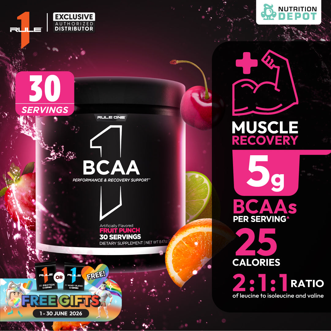 Rule1 Micronized BCAA 30 Servings - Fruit Punch กรดอะมิโนป้องกันการสลายตัวของกล้ามเนื้อ