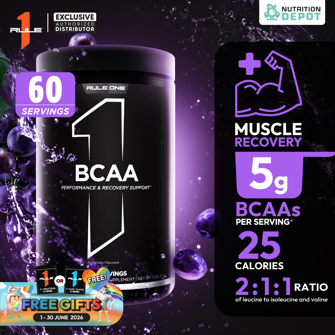 Rule1 Micronized BCAA 60 Servings - Grape กรดอะมิโนป้องกันการสลายตัวของกล้ามเนื้อ