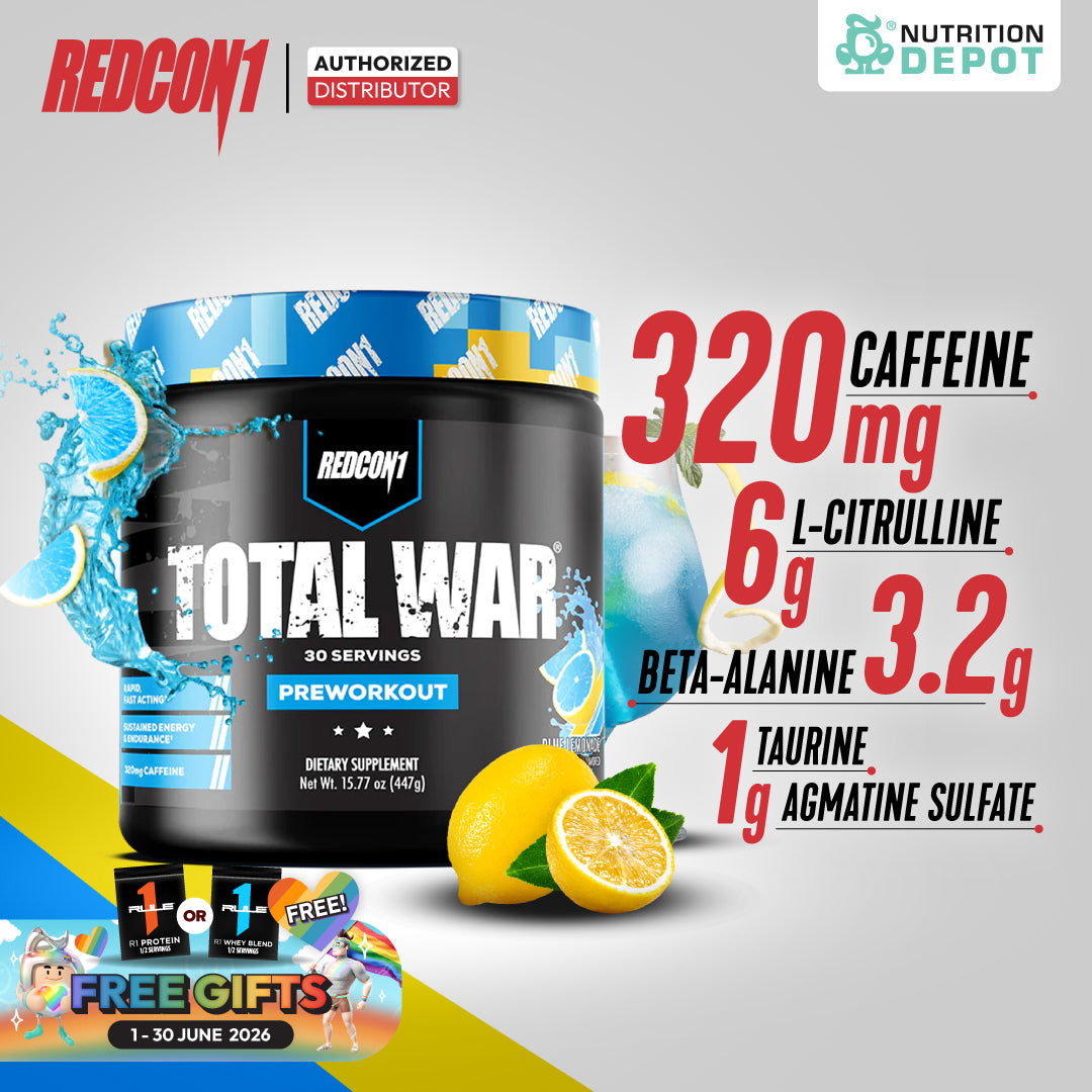 Redcon1 Total War - Blue Lemonade 30 Servings กรดอะมิโนเพื่มแรงในการออกกำลังกาย