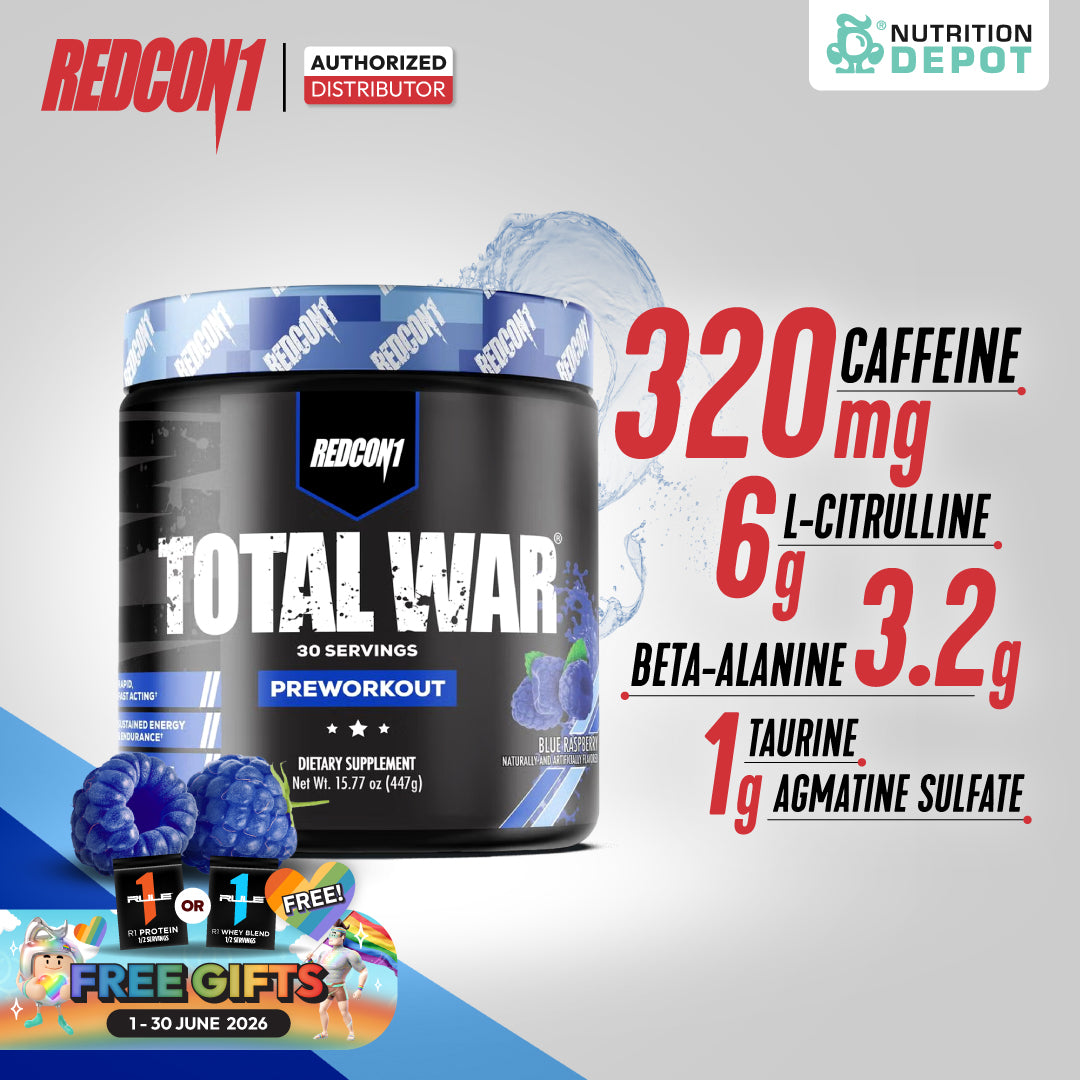 Redcon1 Total War - Blue Raspberry 30 Servings กรดอะมิโนเพื่มแรงในการออกกำลังกาย