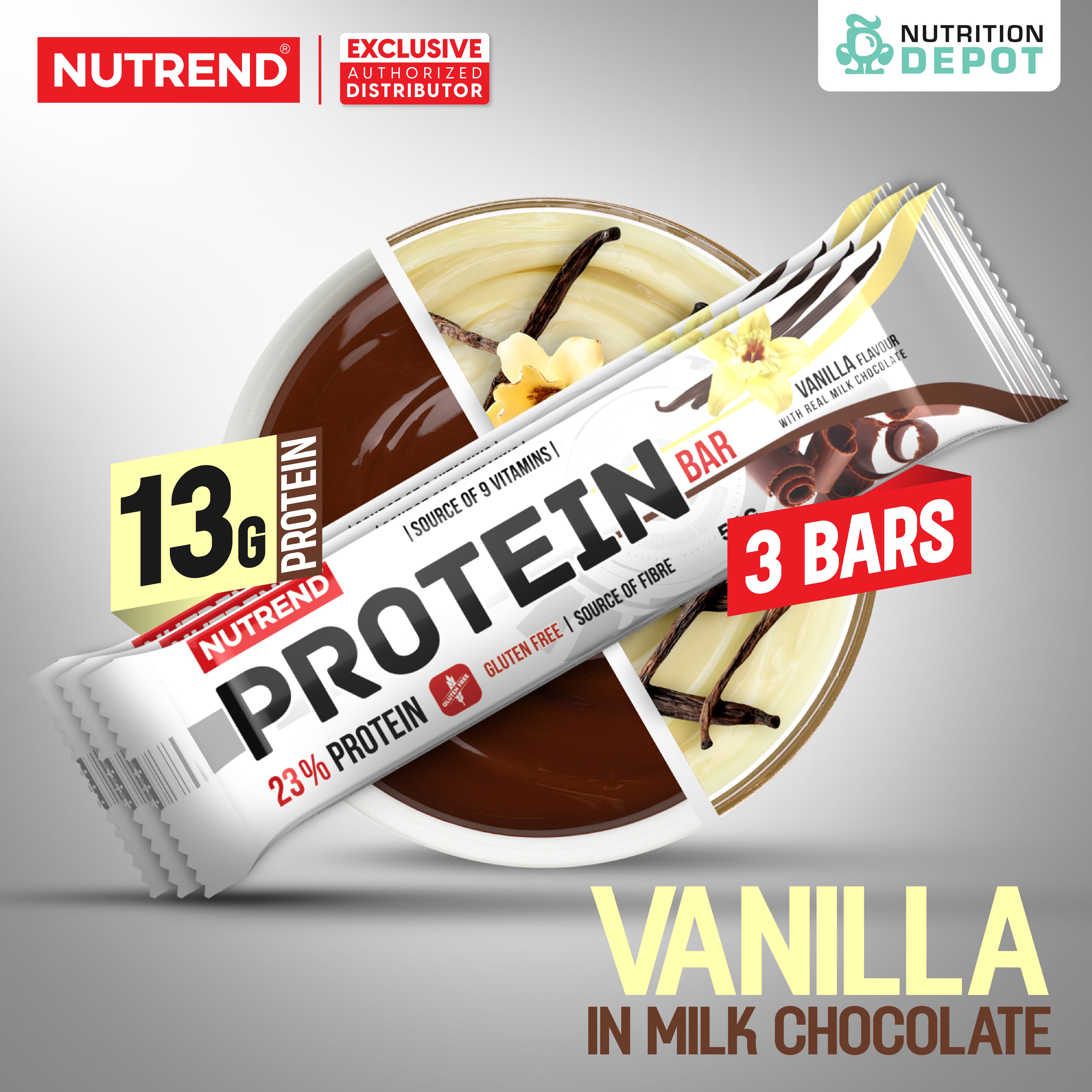 โปรตีนบาร์ Nutrend Protein Bar - Vanilla in Milk Chocolate (3 Bars)