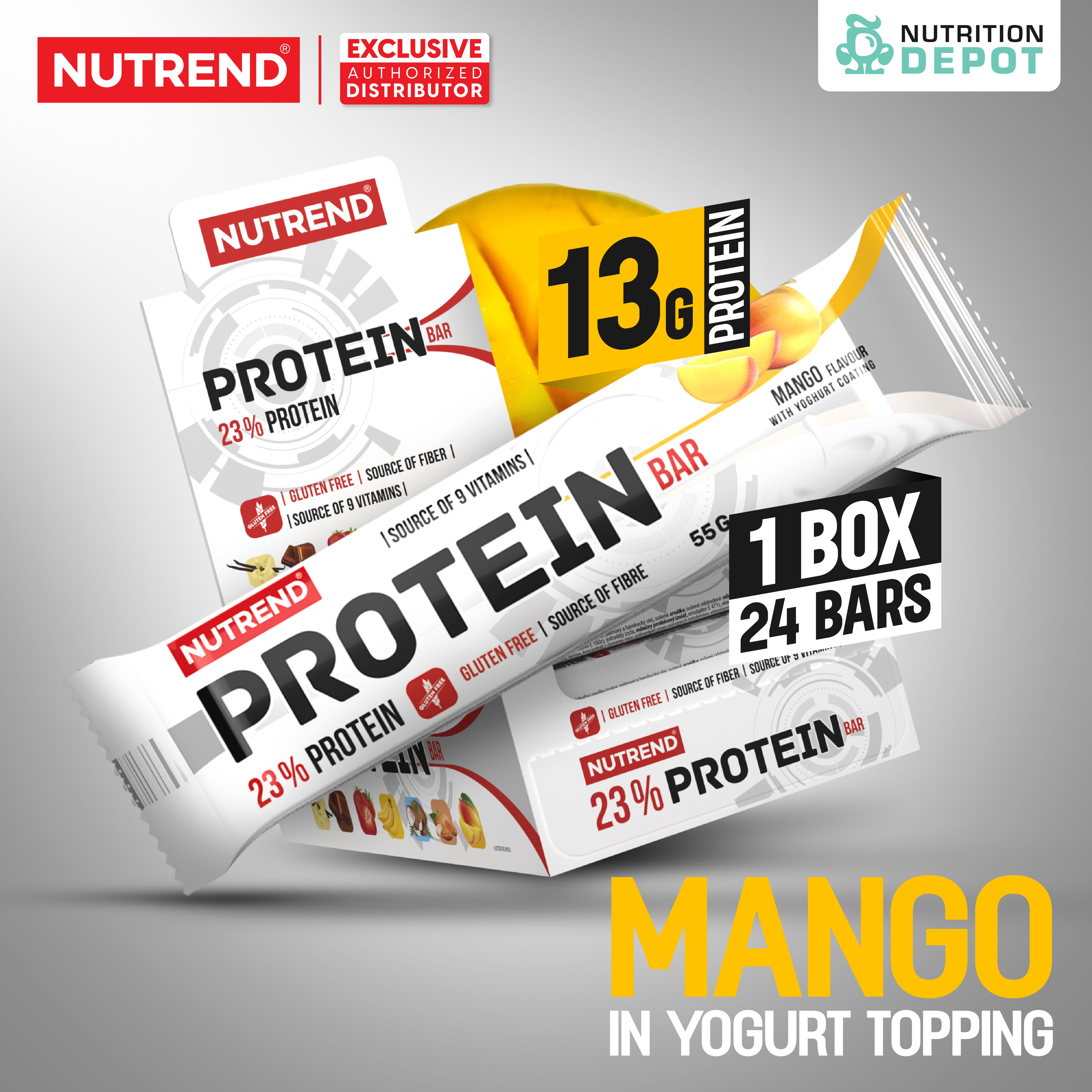 โปรตีนบาร์ Nutrend Protein Bar - Mango in Yogurt Topping (1 Box / 24 Bars)