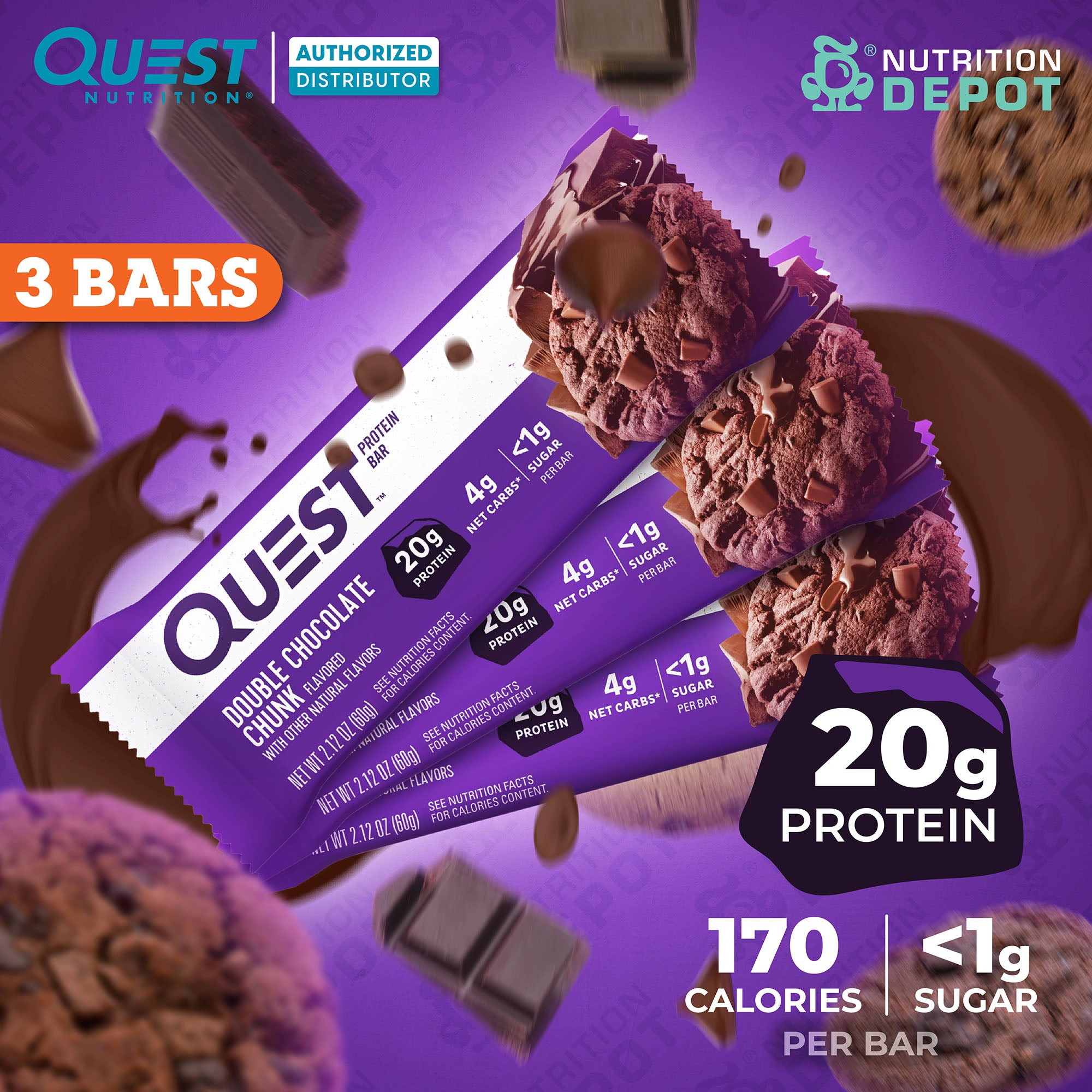 Quest Protein Bar - Double Chocolate Chunk 3 Bars