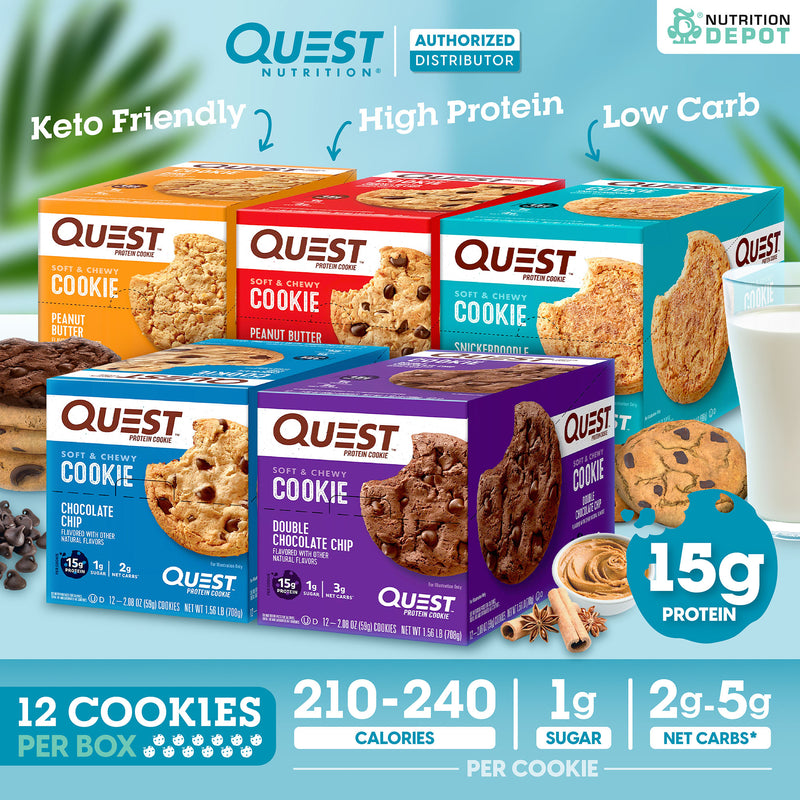 โปรตีนคุกกี้ Quest Protein Cookie Peanut Butter 1 Box (12 Pieces)