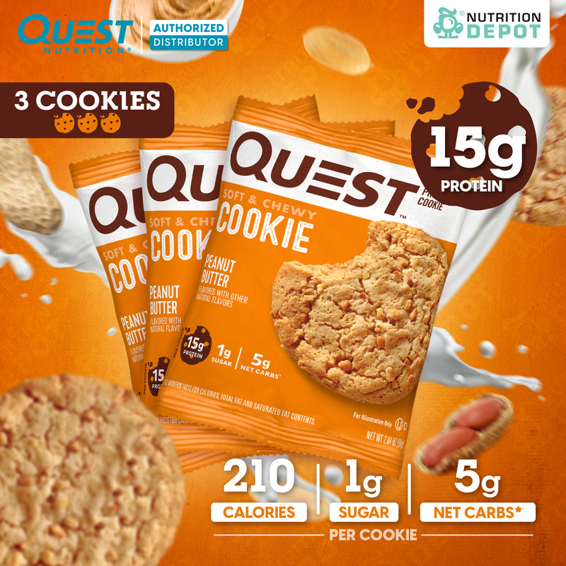 โปรตีนคุกกี้ Quest Protein Cookie Peanut Butter 3 Pieces