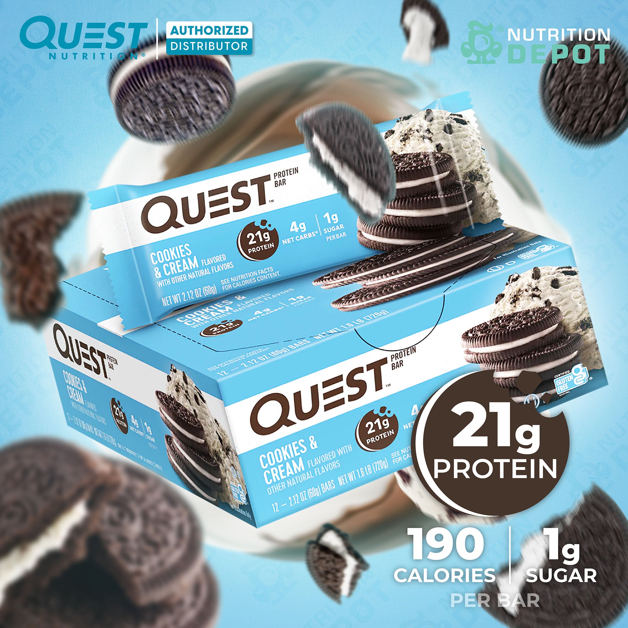 Quest Protein Bar - Cookies & Cream 1 Box (12 Bars)
