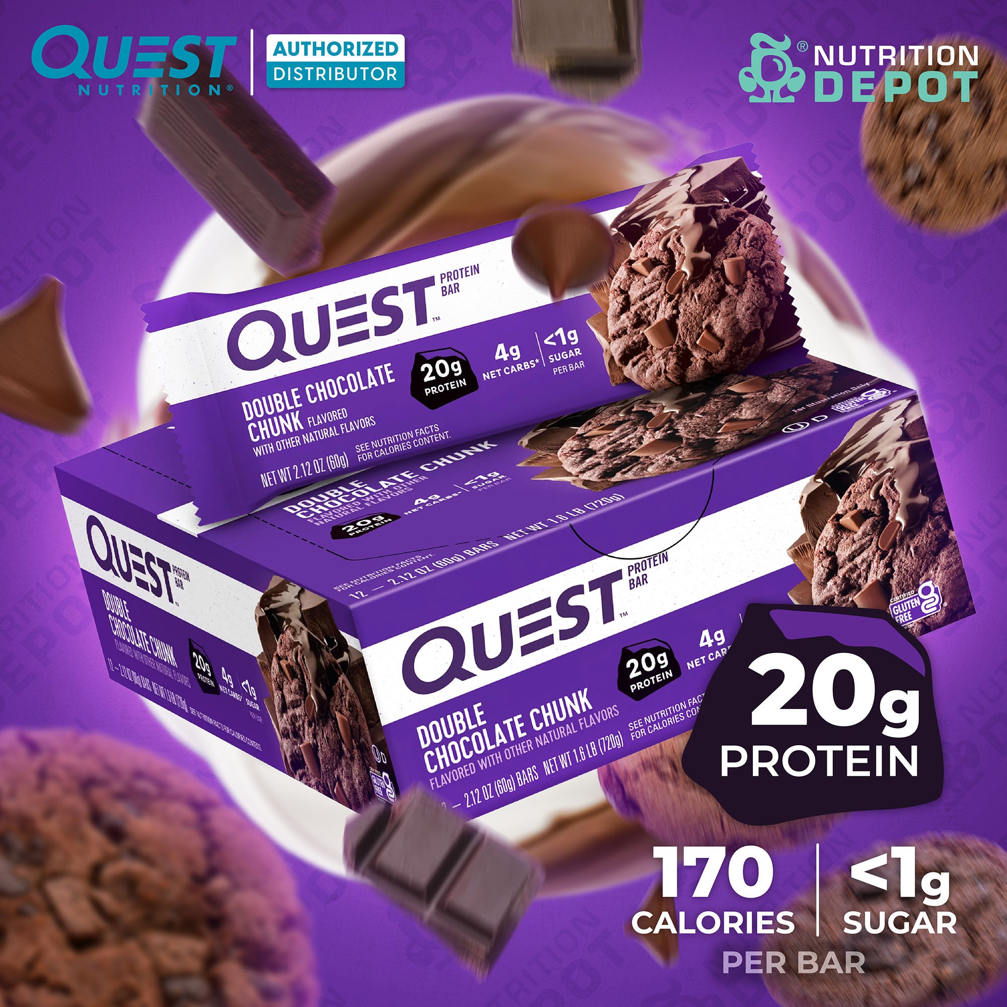 Quest Protein Bar - Double Chocolate Chunk 1 Box (12 Bars)