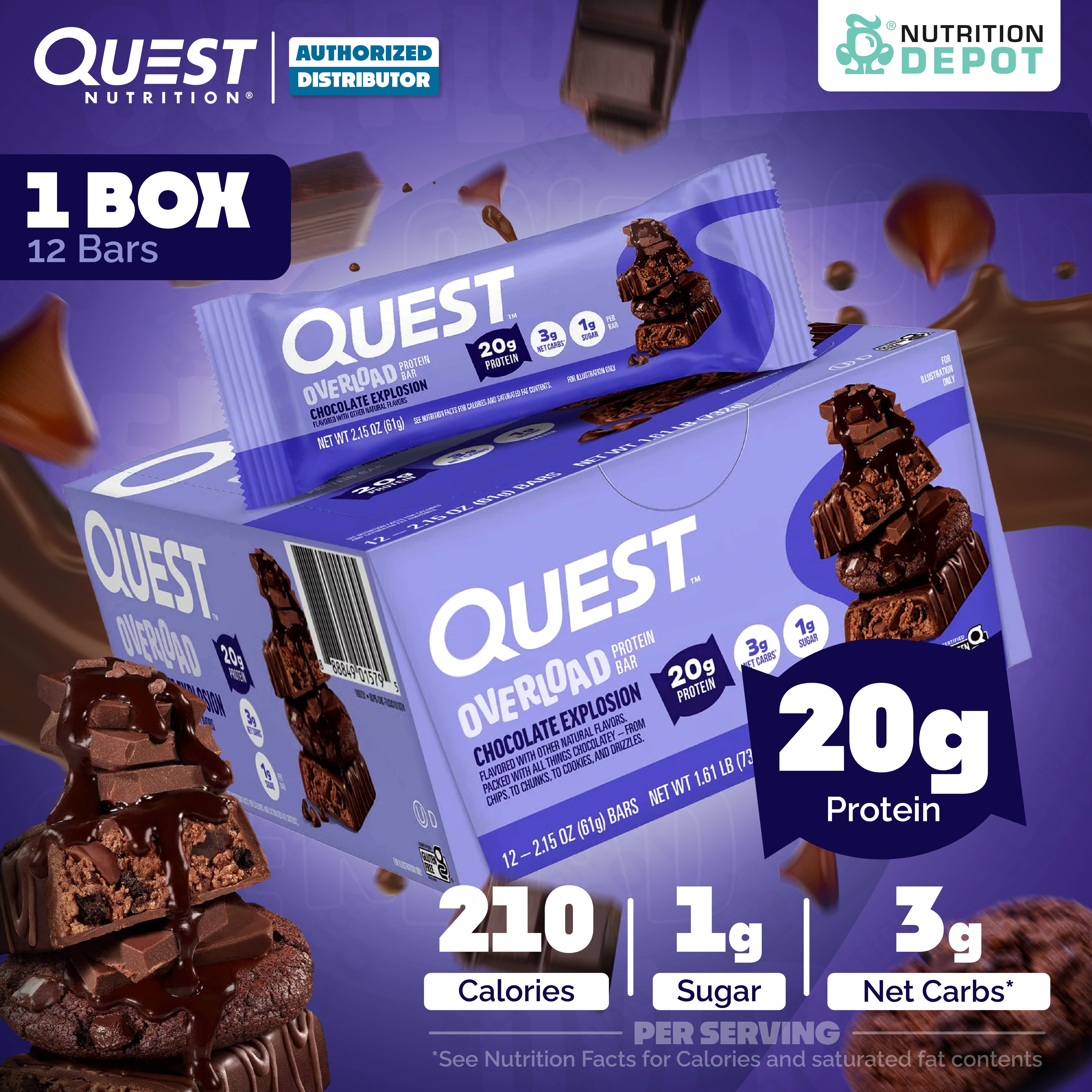 โปรตีนบาร์ Quest Protein Bar - Overload Chocolate Explosion 1 Box (12 Bars)