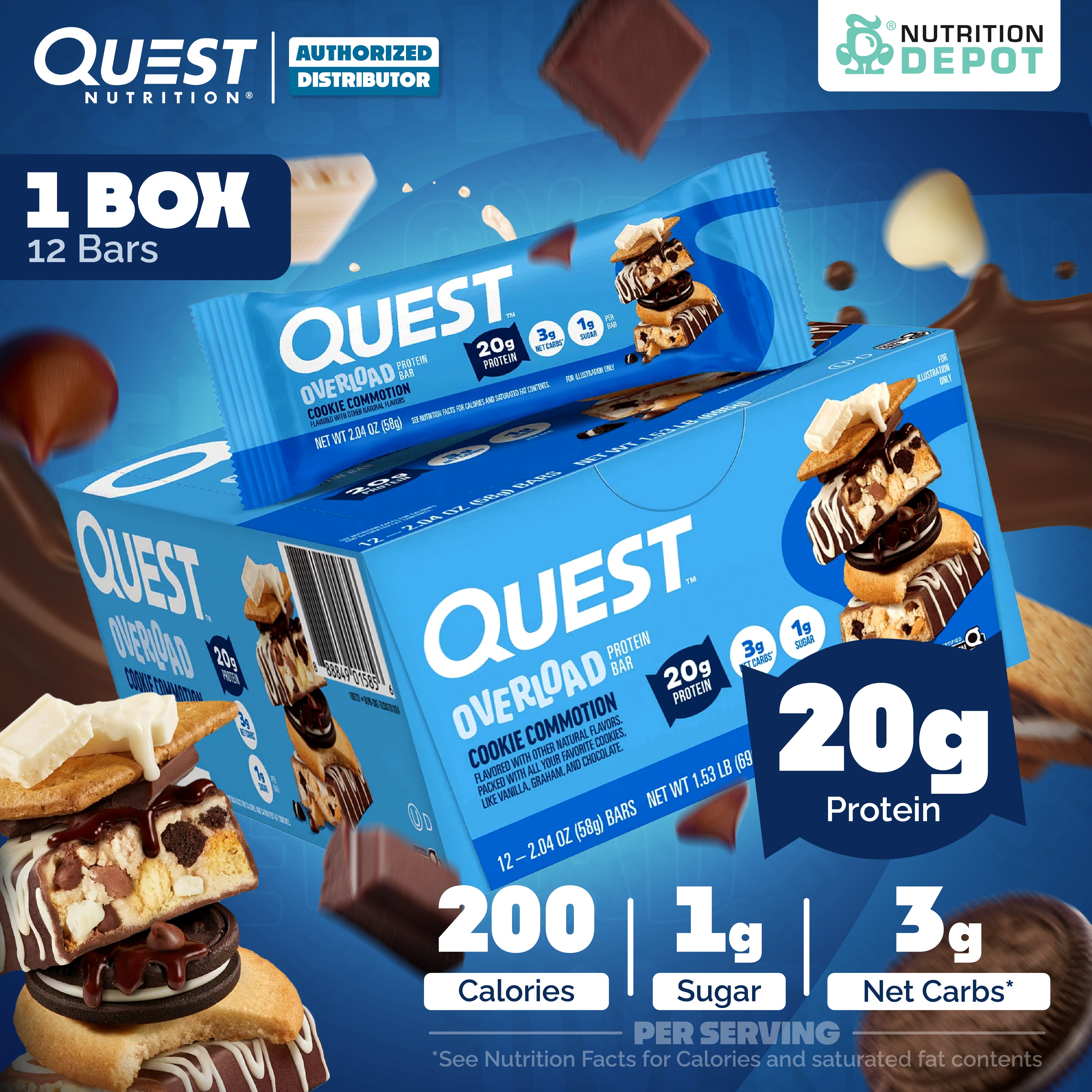 โปรตีนบาร์ Quest Protein Bar - Overload Cookie Commotion 1 Box (12 Bars)