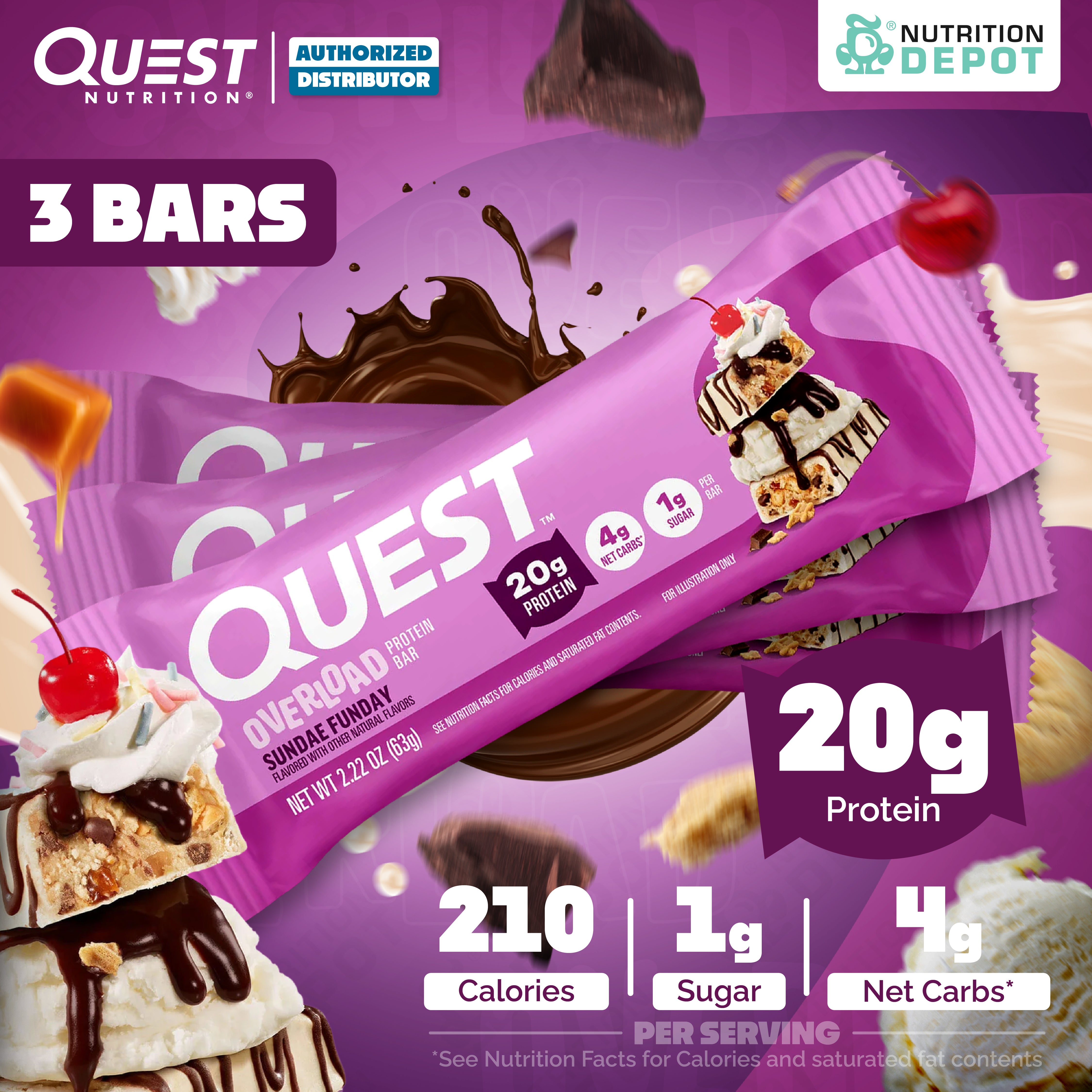 โปรตีนบาร์ Quest Protein Bar - Overload Sundae Funday 3 Bars