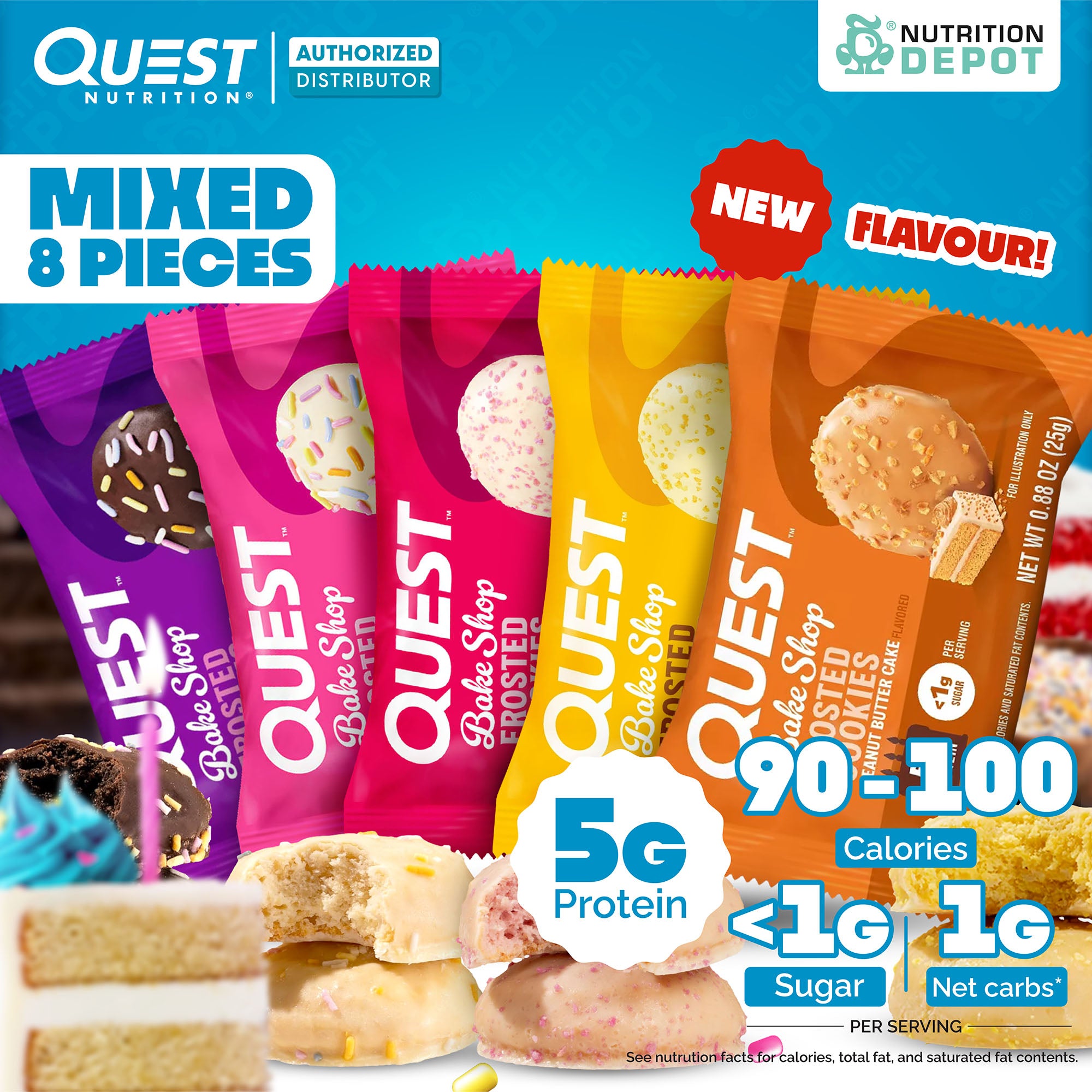 Quest Protein Frosted Cookie - Mixed Flavors 8 Pieces (คละรส 8 ชิ้น)
