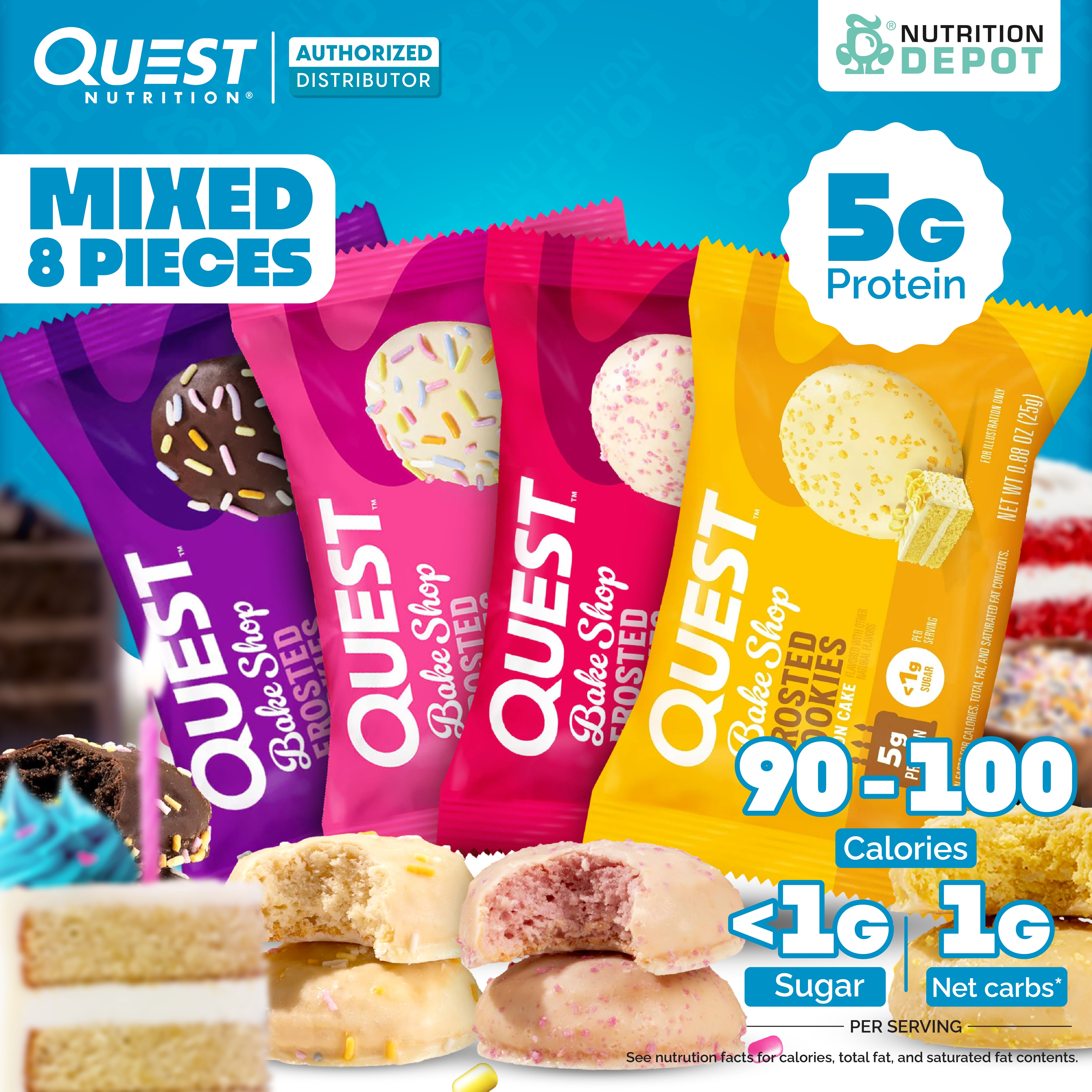 Quest Protein Frosted Cookie - Mixed Flavors 8 Pieces (คละรส 8 ชิ้น)