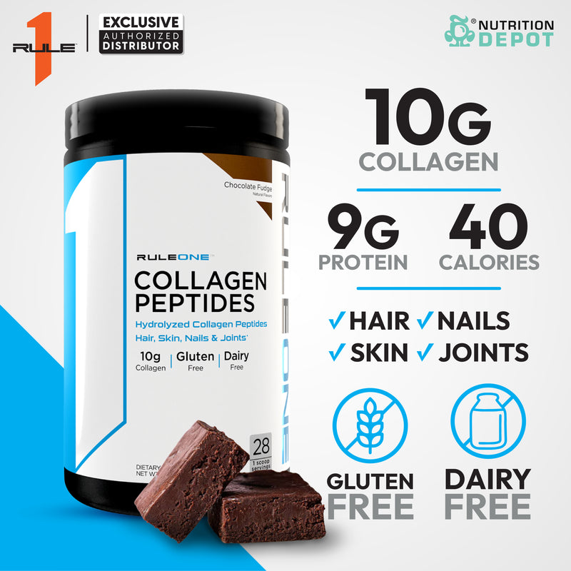 Rule1 Collagen Peptides 28 Servings - Chocolate Fudge