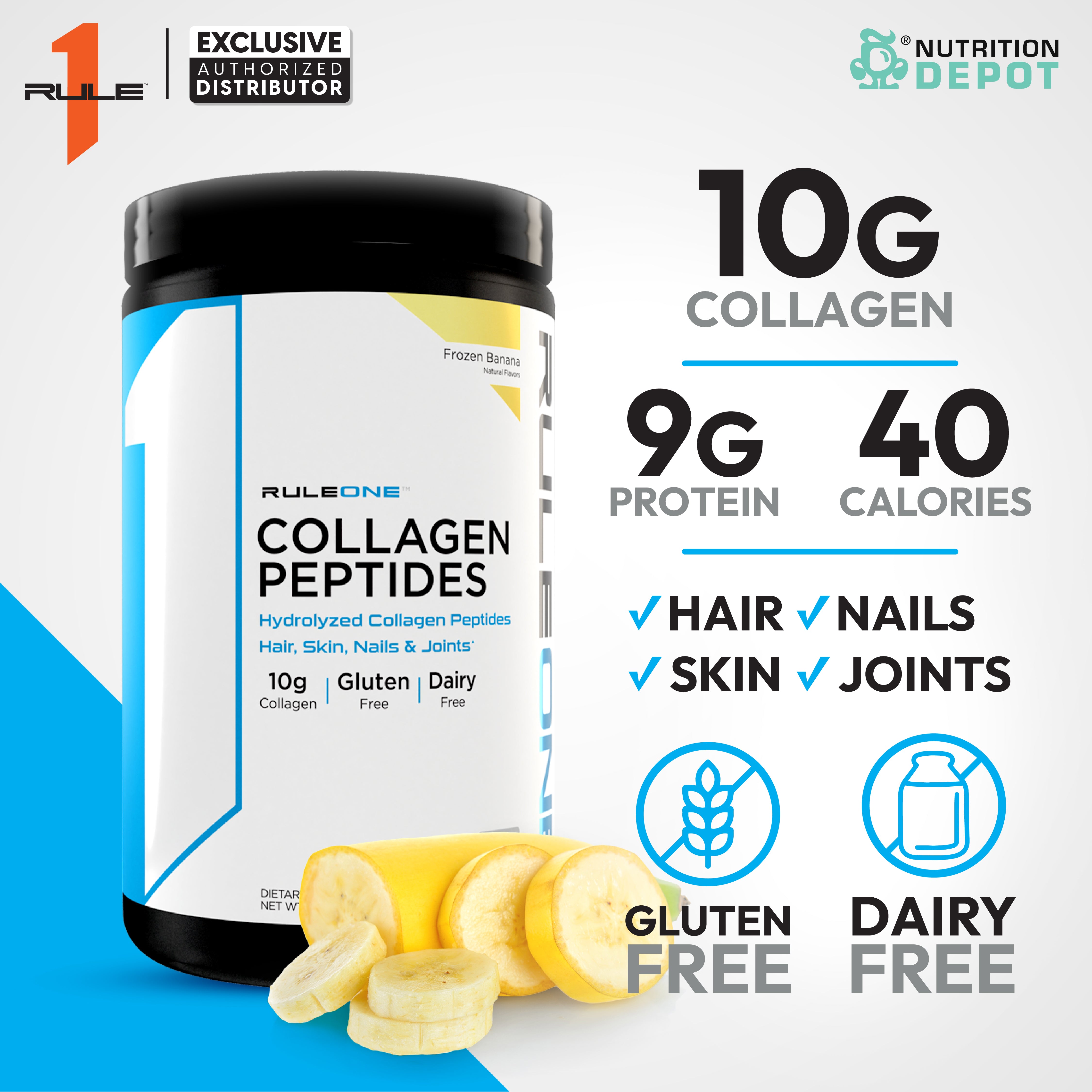( BBF 10/DEC/25 )Rule1 Collagen Peptides 28 Servings - Frozen Banana