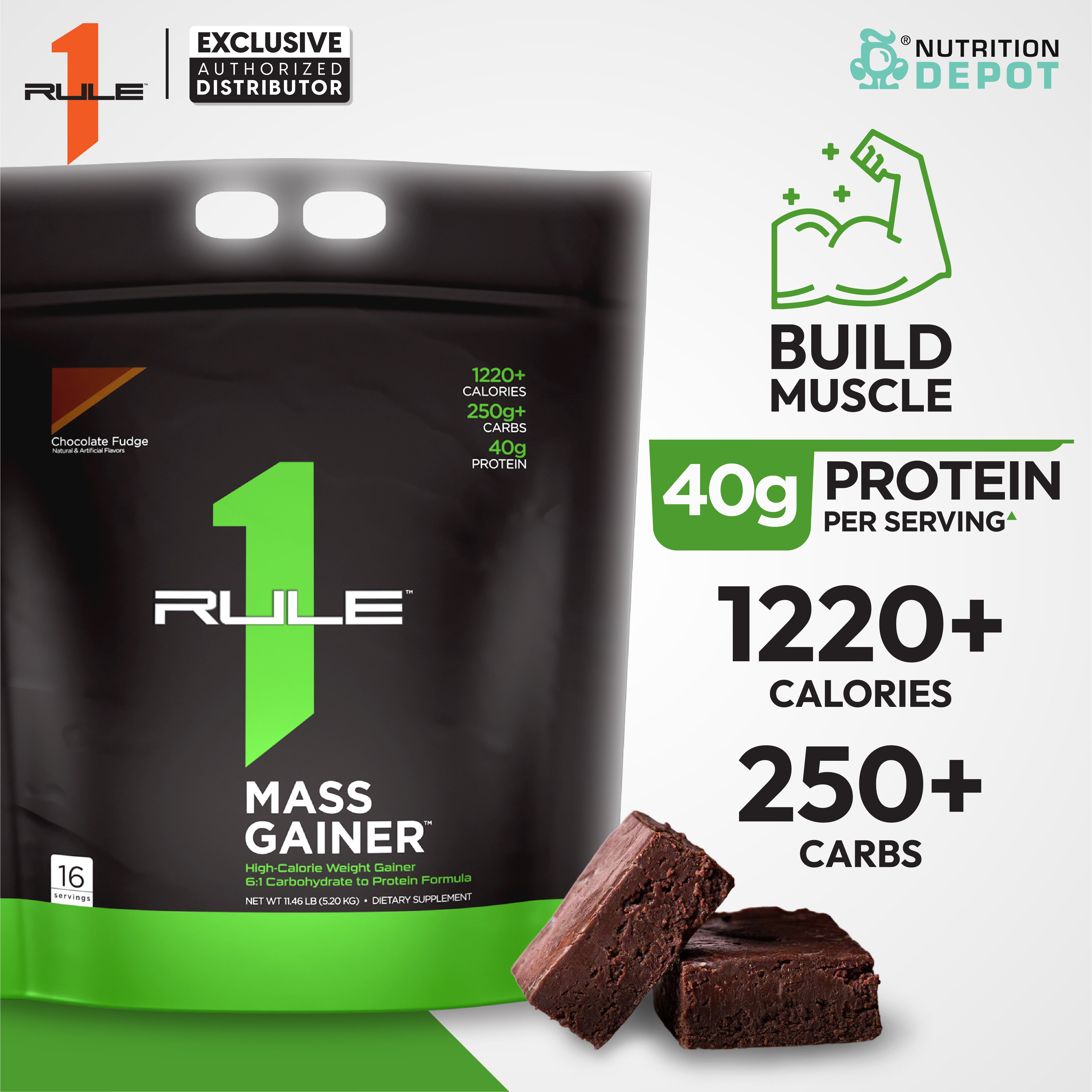 (BBF14/JAN/26)Rule1 Mass Gainer 11.43lb - Chocolate Fudge เวย์โปรตีนเพิ่มน้ำหนัก