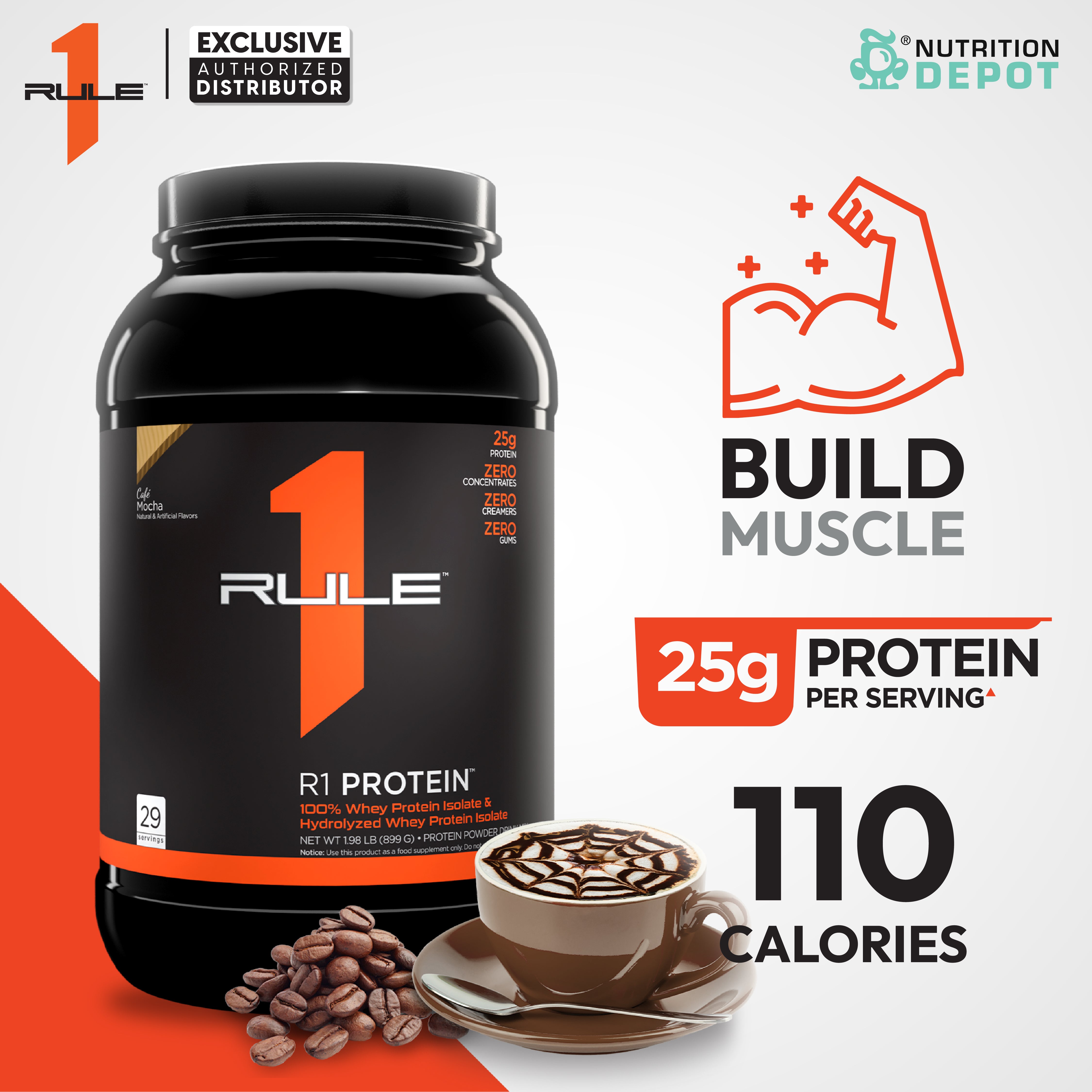 ( BBF 30/JAN/26 )Rule1 Protein 2lb - Cafe Mocha เวย์โปรตีนเสริมสร้างกล้ามเนื้อ