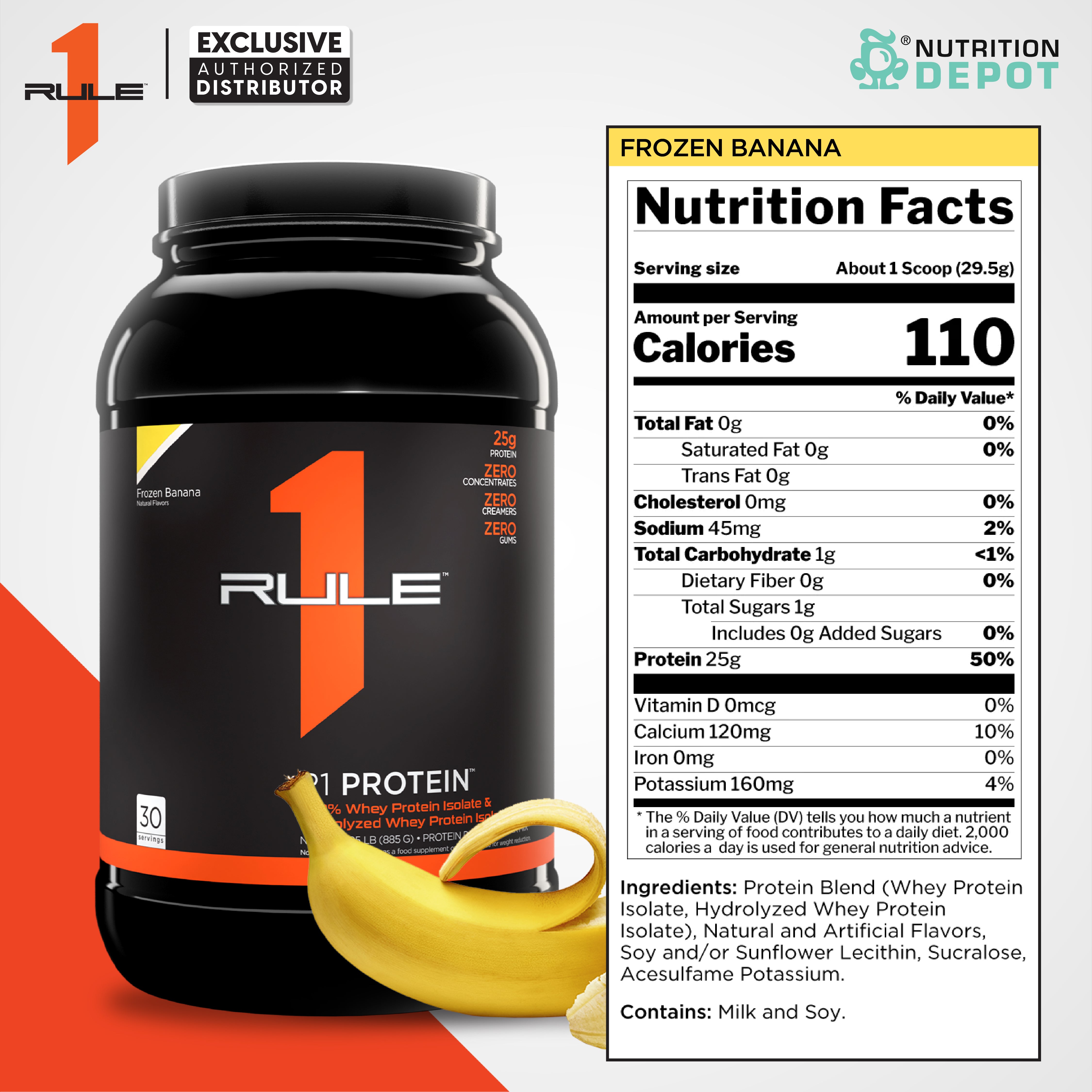 (BBF 18FEB26) Rule1 Protein 2lb - Frozen Banana เวย์โปรตีนเสริมสร้างกล้ามเนื้อ