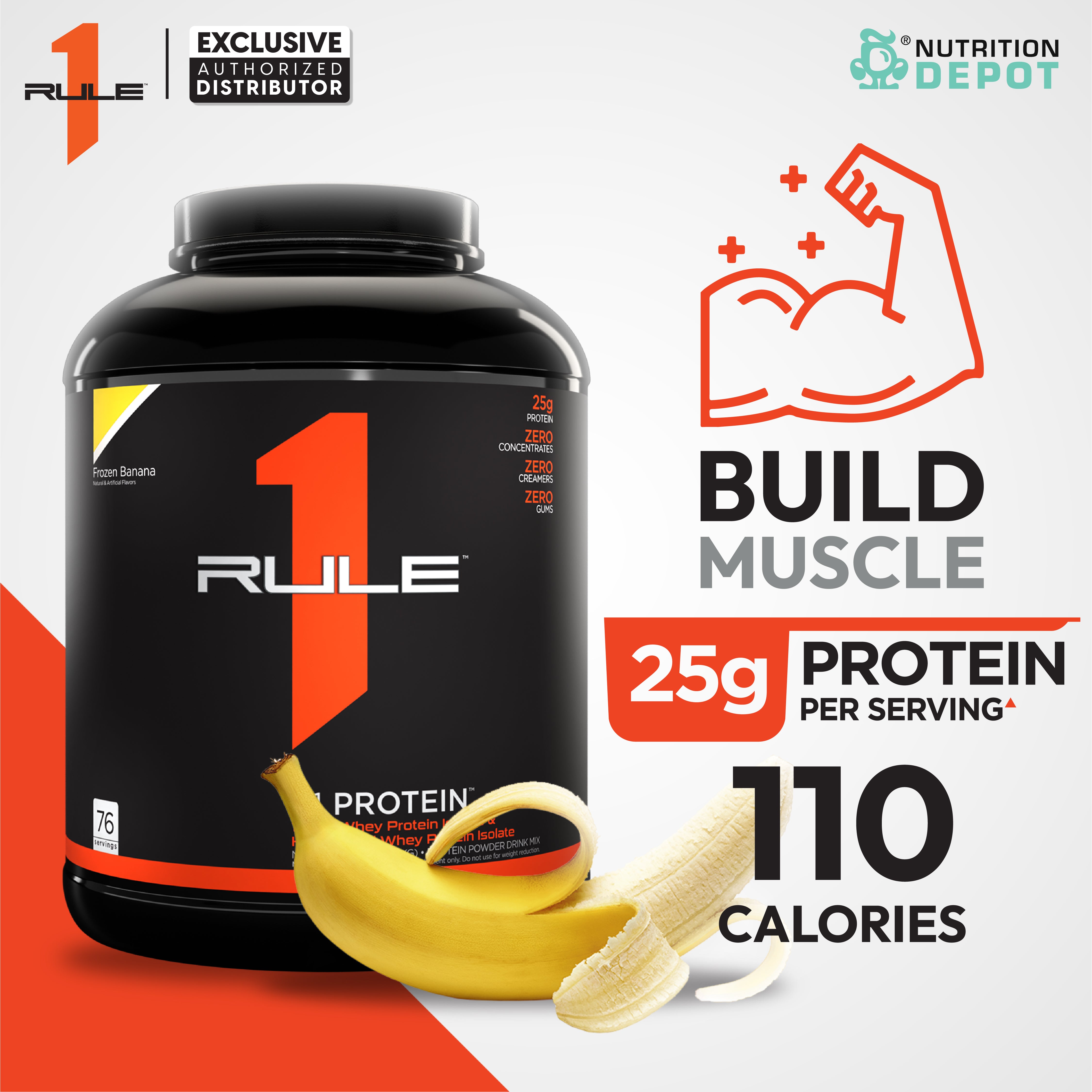( BBF 26/DEC/25 )Rule1 Protein 5lb - Frozen Banana เวย์โปรตีนเสริมสร้างกล้ามเนื้อ